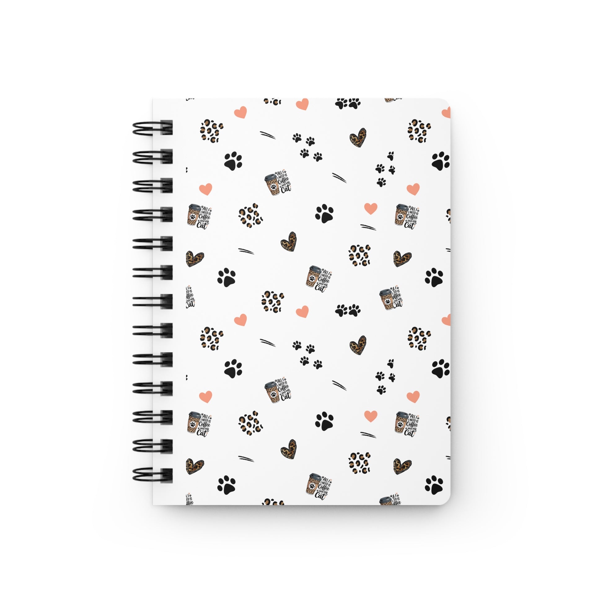 All I need is Coffee and my cat Journal, Cute Animal Print Spiral Bound Journal, Cute Notebook, Writing Journal