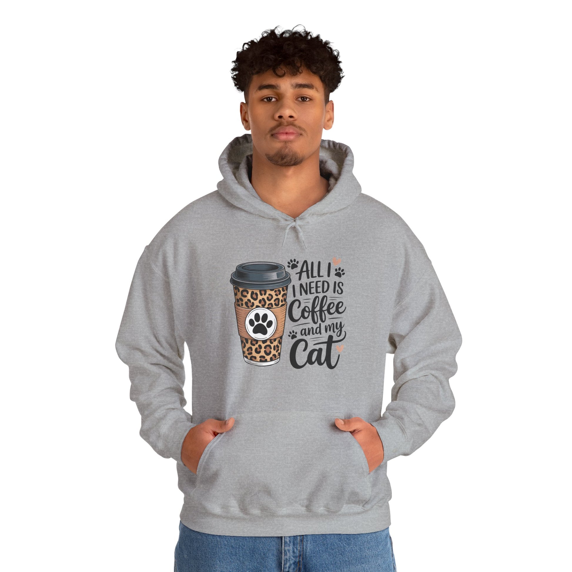 Coffee and Cat Lover Hoodie, All I need is Coffee and my cat Unisex Heavy Blend Sweatshirt