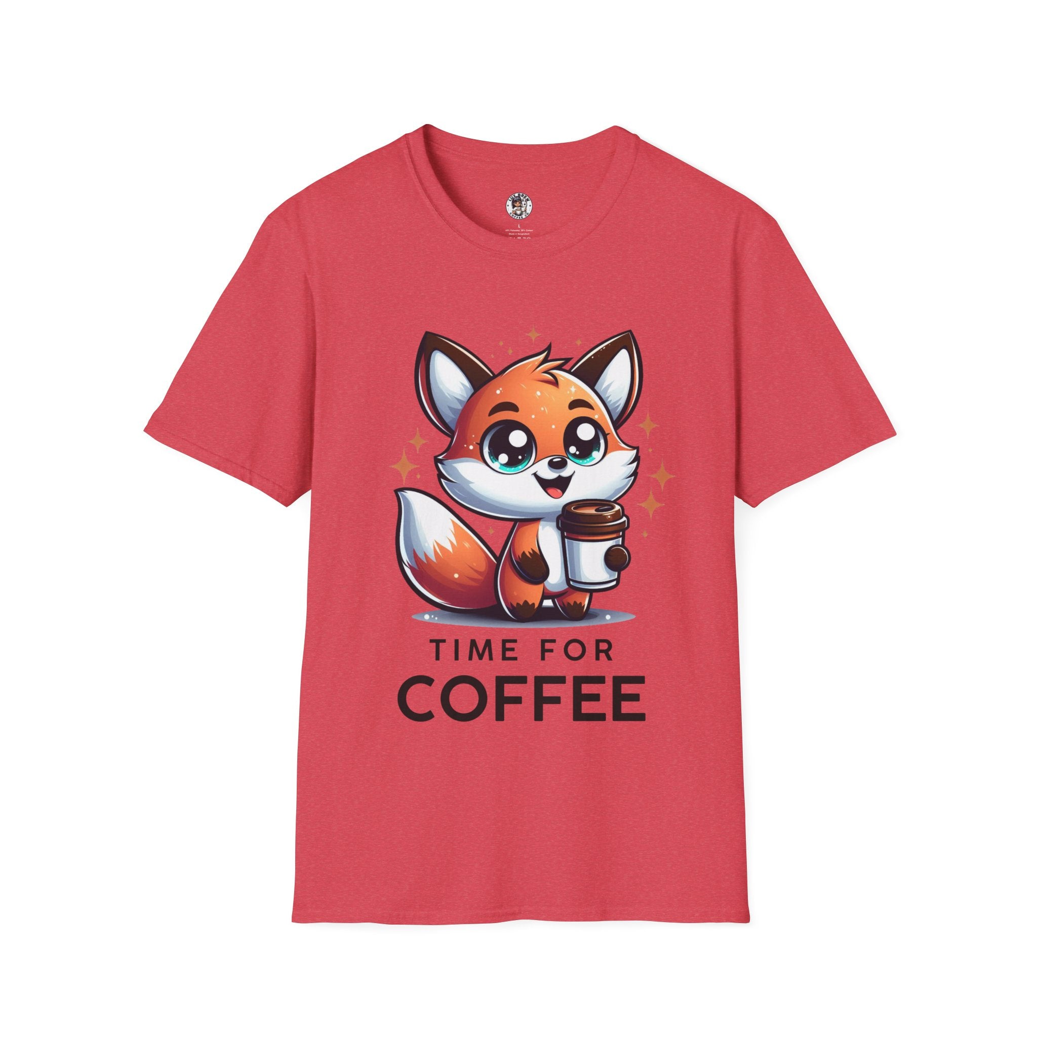Time For Coffee Cute Fox Unisex Softstyle T-Shirt