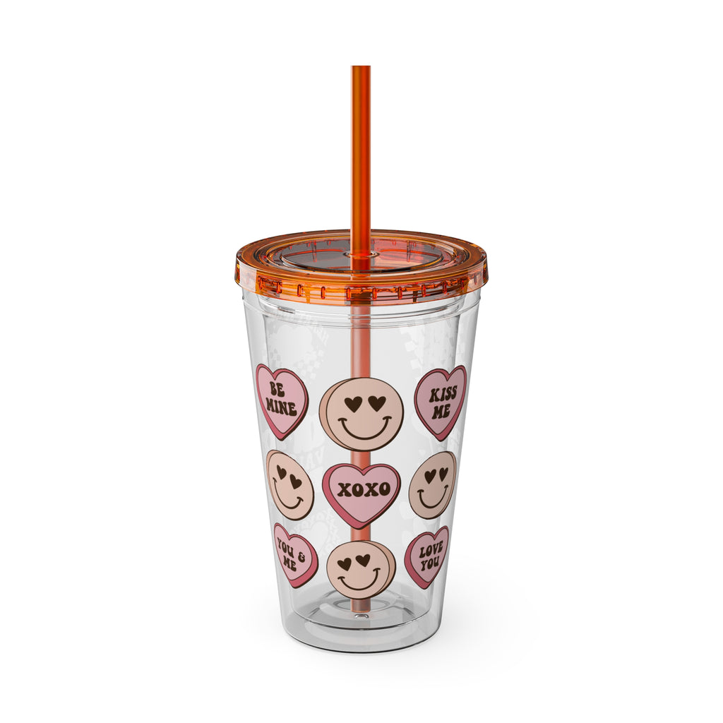 Valentine be mine Tumbler, Iced Coffee Cup, Trendy Coffee Mug, Soda Cups, Sunsplash Tumbler with lid and straw, 16oz