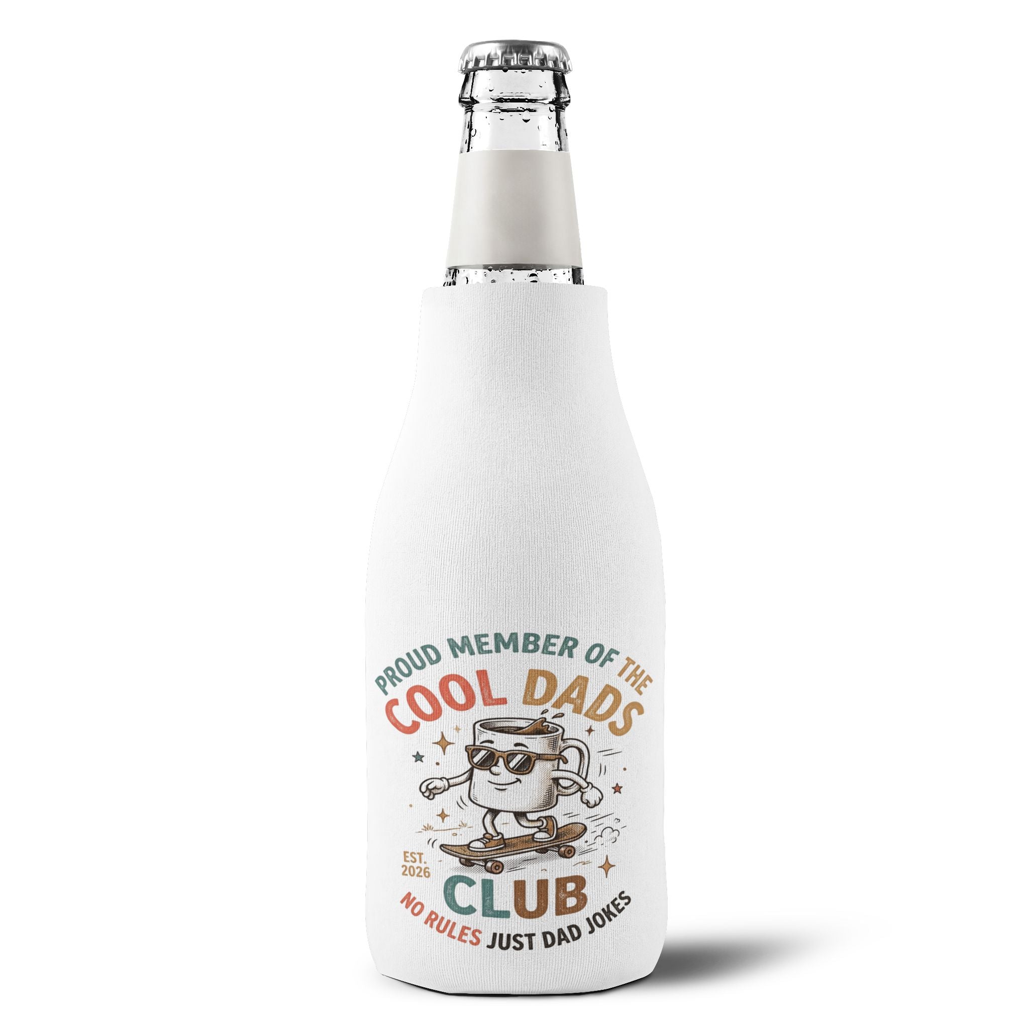 Proud Member of the Cool Dads Club No Rules Just Dad Jokes Zip-Up Bottle Cooler Sleeve