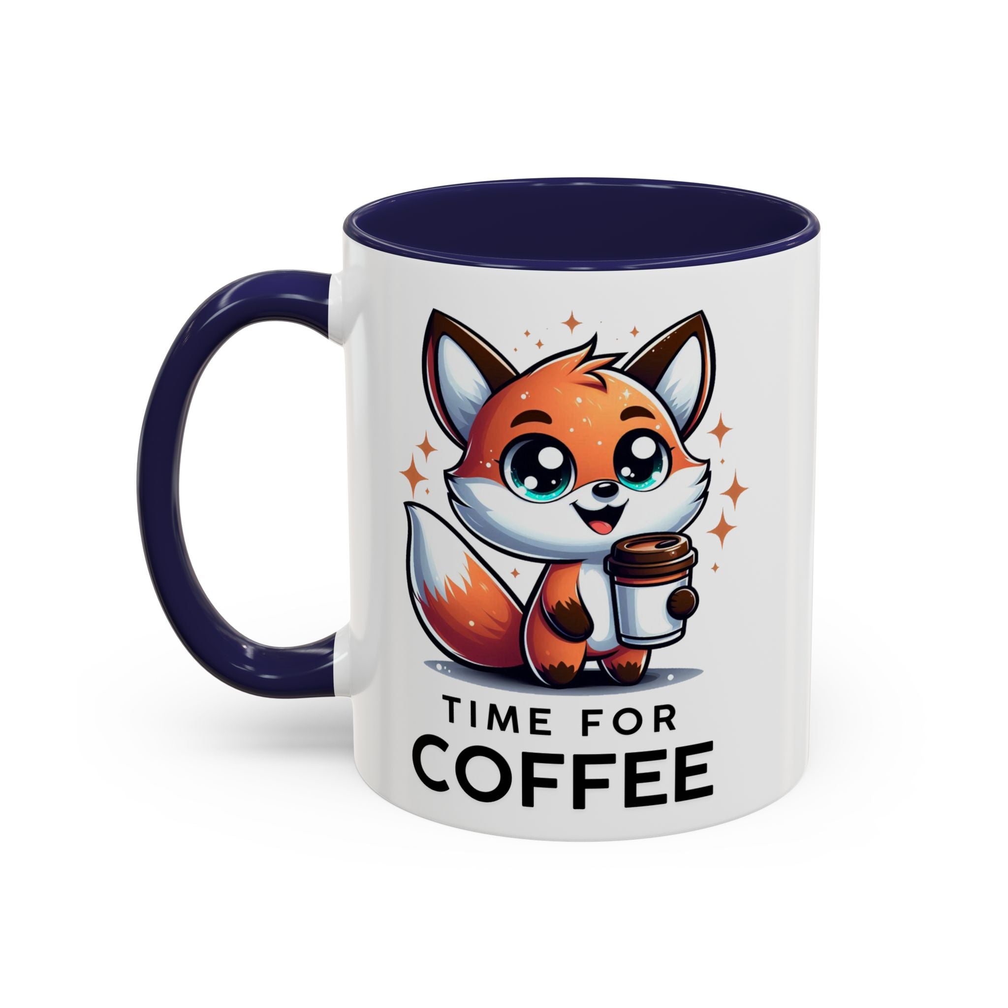 Cute Fox Coffee Mug - Time for Coffee, Animal Lover Gift, Fun Kitchenware, Personalize for Birthdays, Office Decor