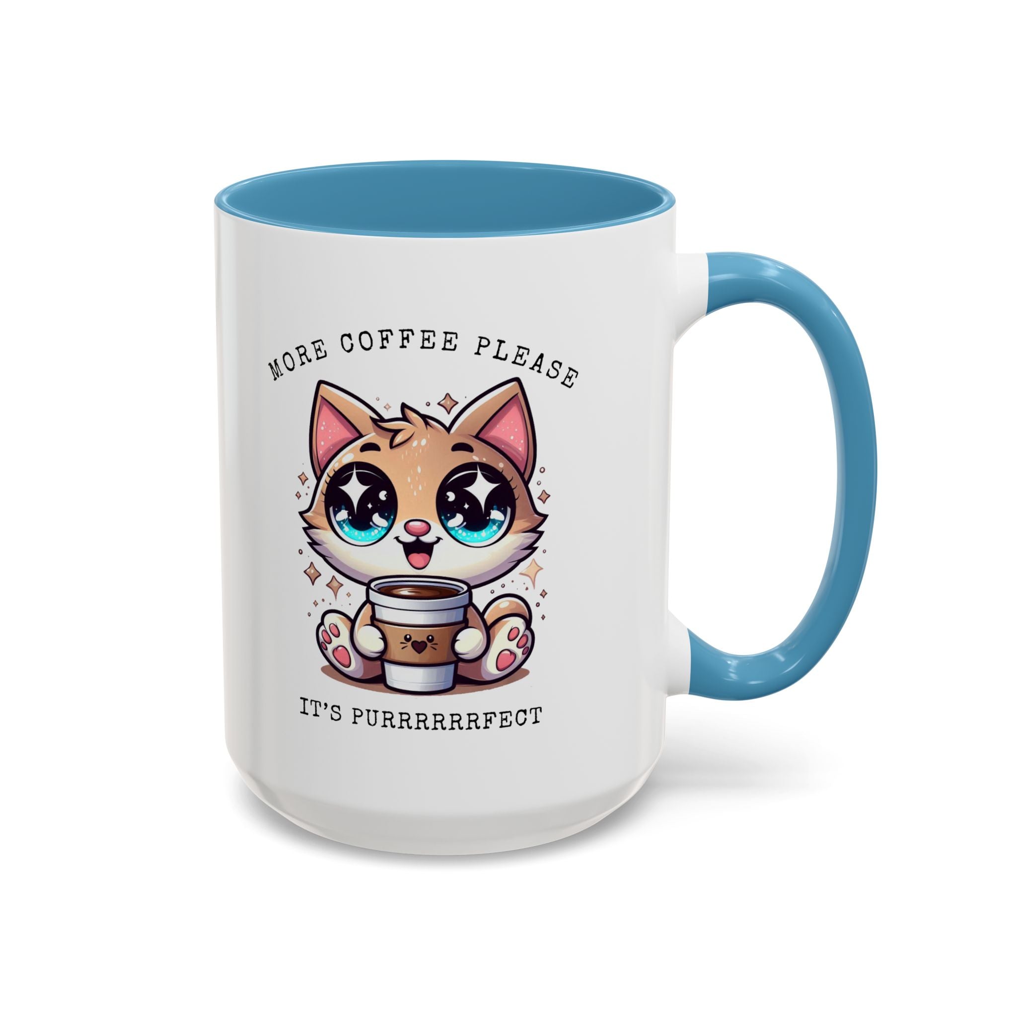 Cute Cat Coffee Mug - More Coffee Please, Adorable Gift for Cat Lovers, Fun Kitchen Decor, Perfect for Birthdays or Holidays
