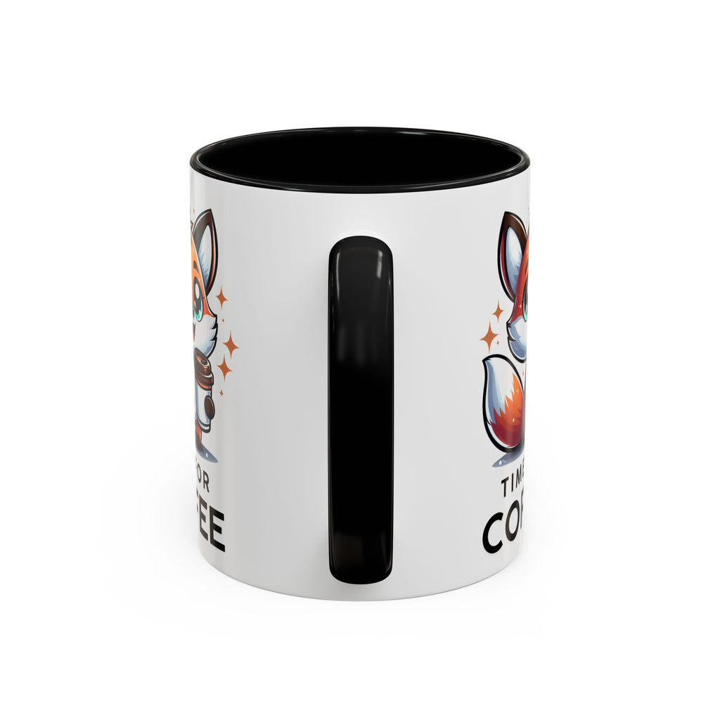 Cute Fox Coffee Mug - Time for Coffee, Animal Lover Gift, Fun Kitchenware, Personalize for Birthdays, Office Decor