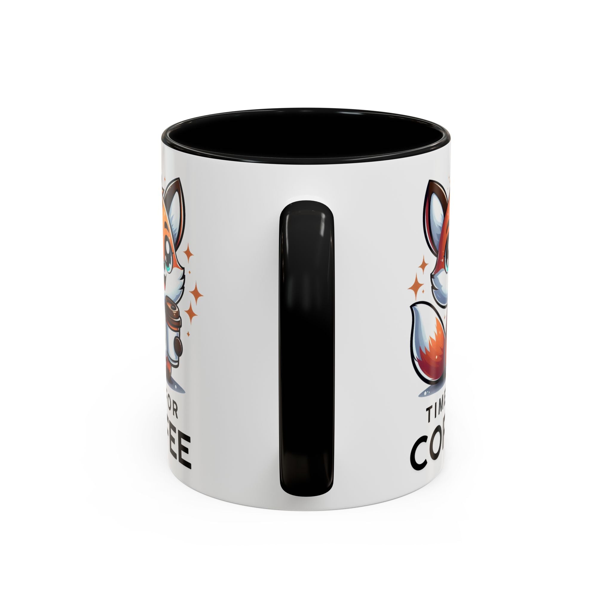 Cute Fox Coffee Mug - Time for Coffee, Animal Lover Gift, Fun Kitchenware, Personalize for Birthdays, Office Decor