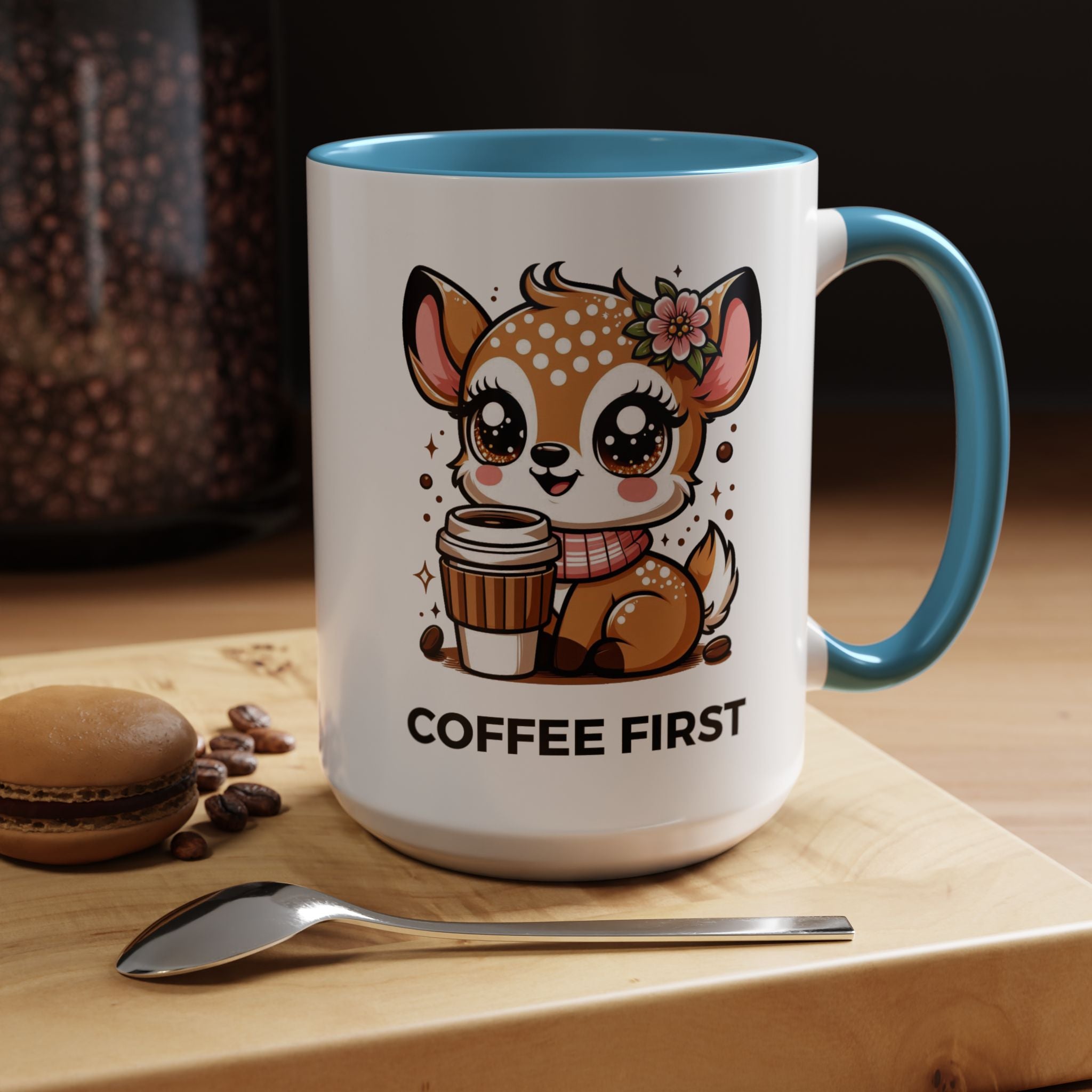 Cute Coffee Mug, Coffee First, Animal Lover Gift, Kawaii Mug, Adorable Animal Coffee Cup