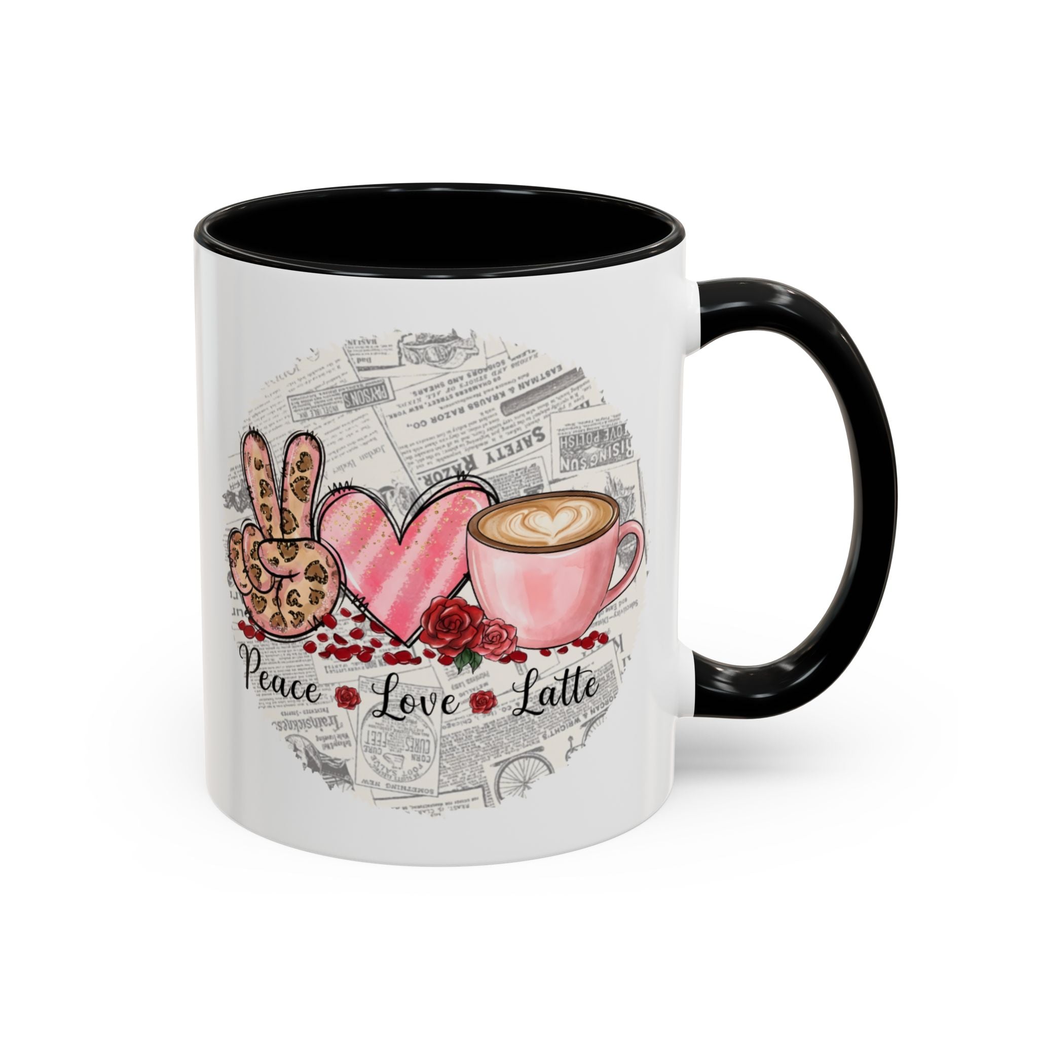 Peace Love Latte Coffee Mug (11, 15oz), Mug for Coffee Lovers, Gift for her for him, Coworker gift ideas, Valentine Coffee Mug, Cute Mug