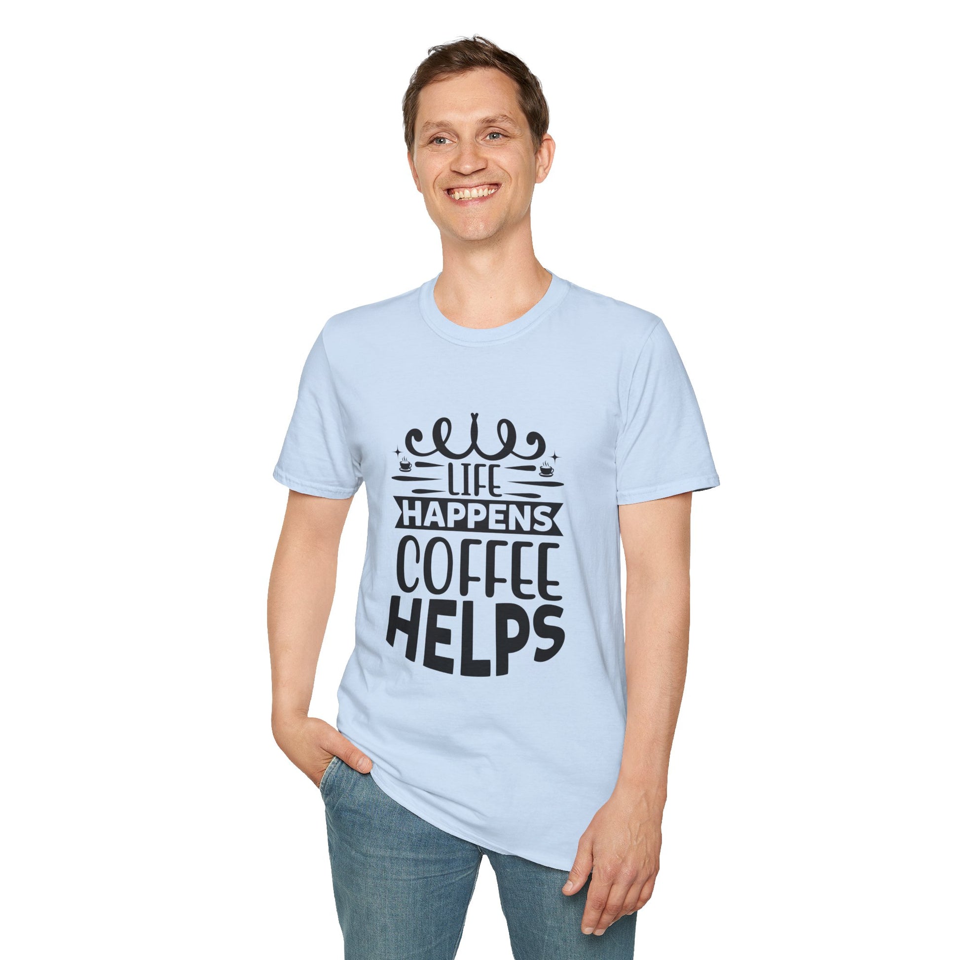 Life Happens Coffee Helps Unisex T-Shirt, T-Shirt for Coffee Lovers