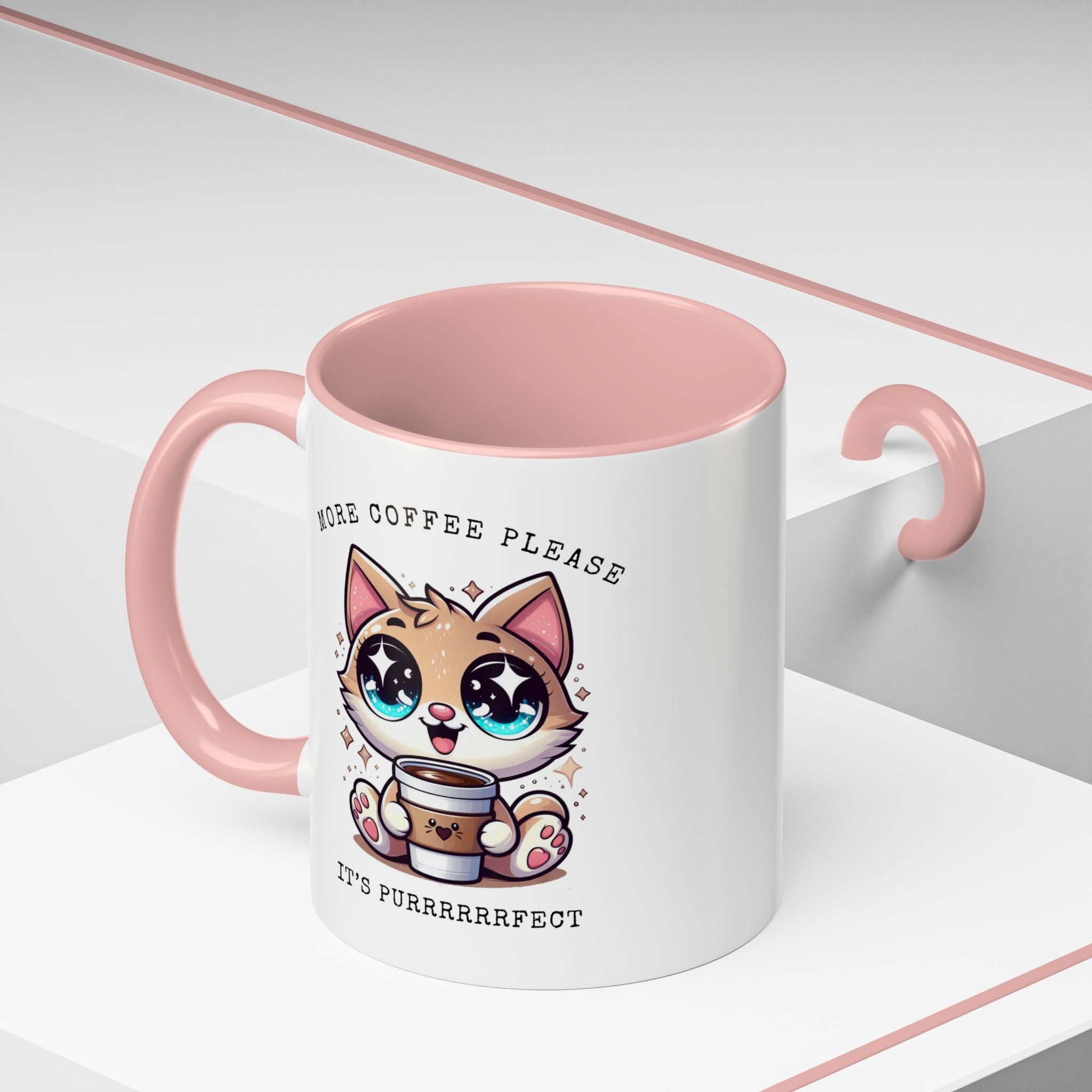 Cute Cat Coffee Mug - More Coffee Please, Adorable Gift for Cat Lovers, Fun Kitchen Decor, Perfect for Birthdays or Holidays