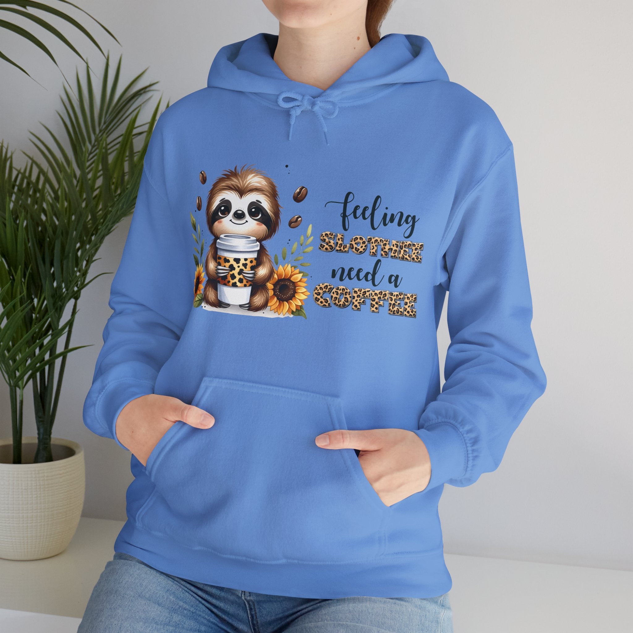 Cozy Sloth Coffee Hoodie, Feeling Slothee need a Coffee Hoodie, Coffee Lovers Hoodie