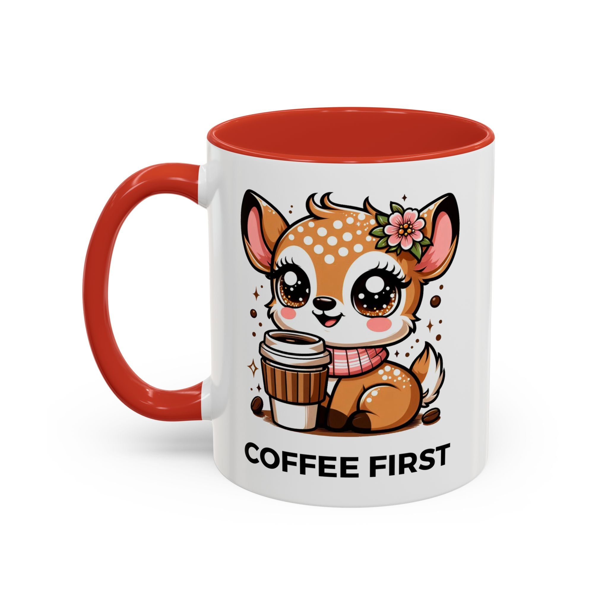 Cute Coffee Mug, Coffee First, Animal Lover Gift, Kawaii Mug, Adorable Animal Coffee Cup