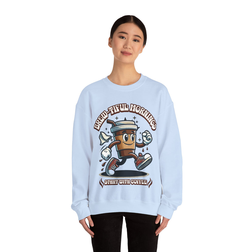 Brew-tiful Mornings start with Coffee Sweatshirt, Unisex Sweatshirt for Coffee Lovers