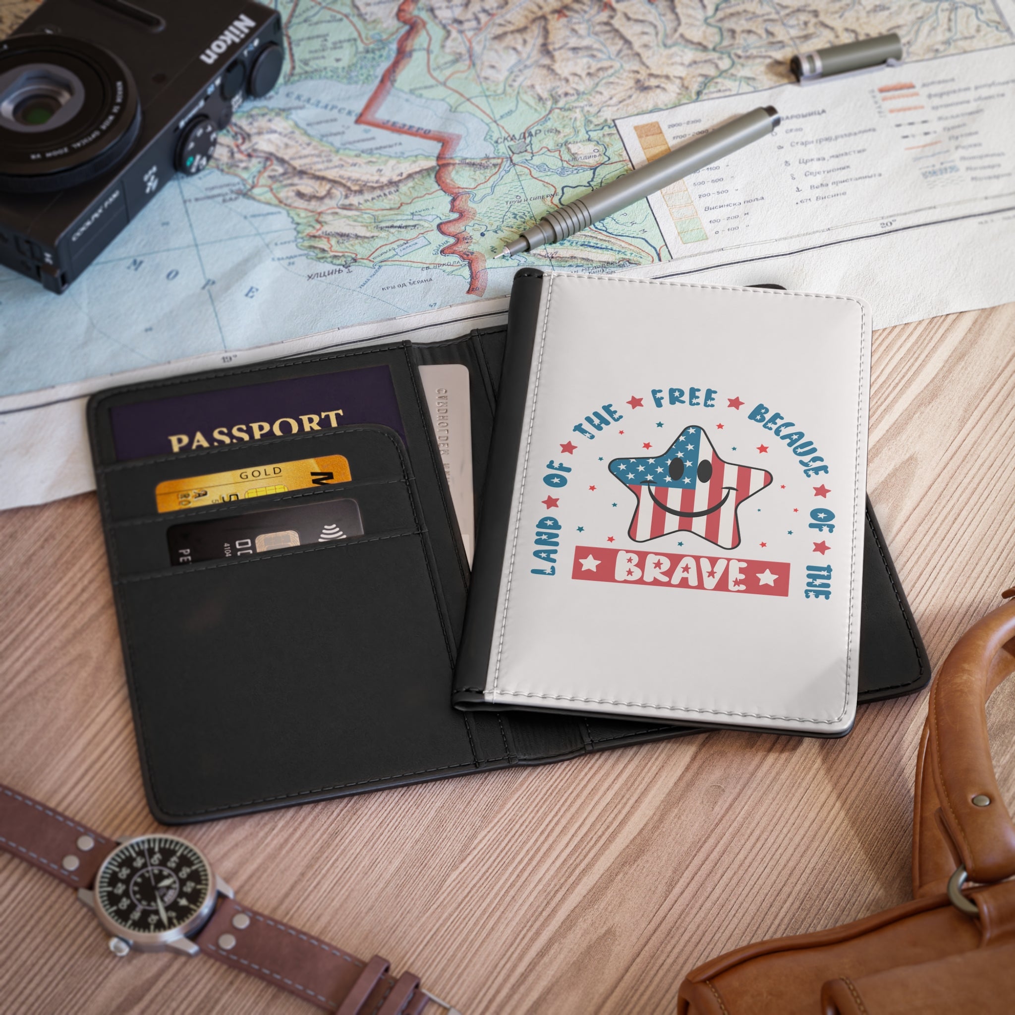 Land of the Free because of the Brave Passport Cover, 4th of July Passport Cover, Travel Passport Cover