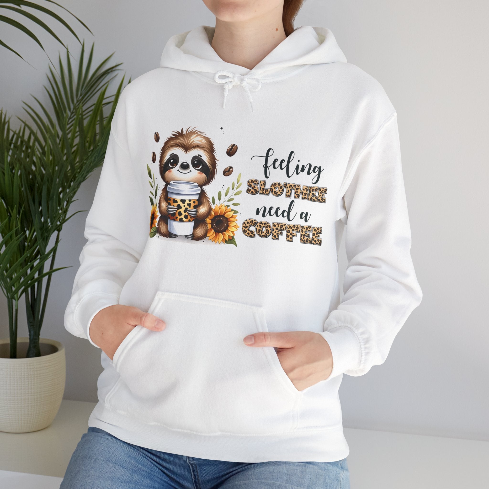 Cozy Sloth Coffee Hoodie, Feeling Slothee need a Coffee Hoodie, Coffee Lovers Hoodie
