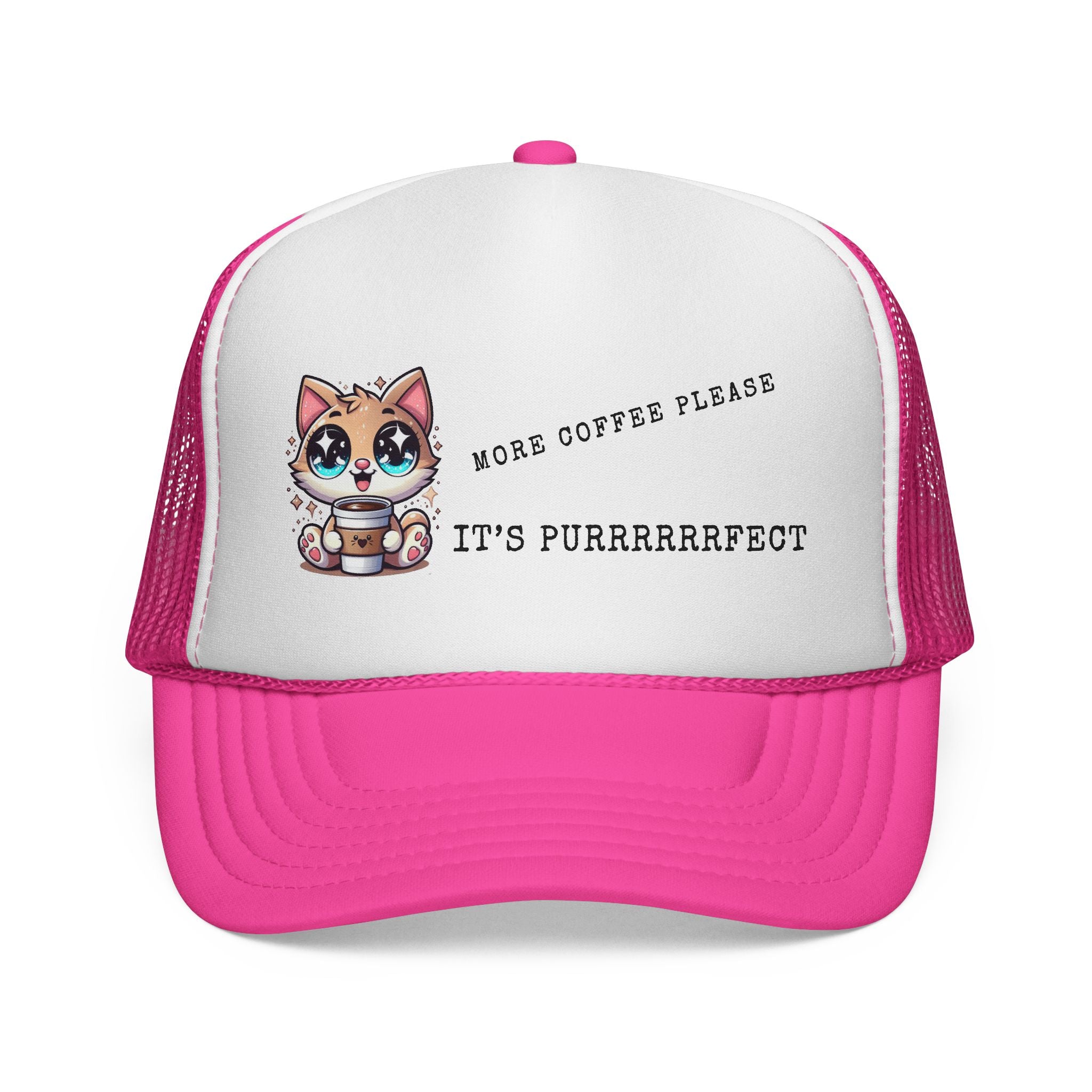 Cute Cat Coffee Trucker Cap - Perfect for Pet Lovers, Outdoor Adventures, Summer Days, Gift for Cat Owners, Stylish Headwear