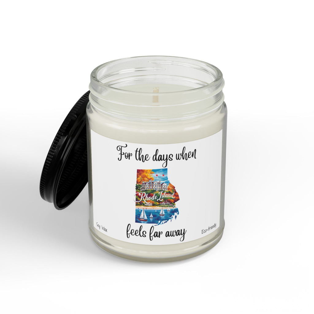 When Rhode Island feels far away, Homesick Rhode Island Gift, State Candle, Travel Gift, Scented Soy Candles Black Lid, Eco-friendly Gift