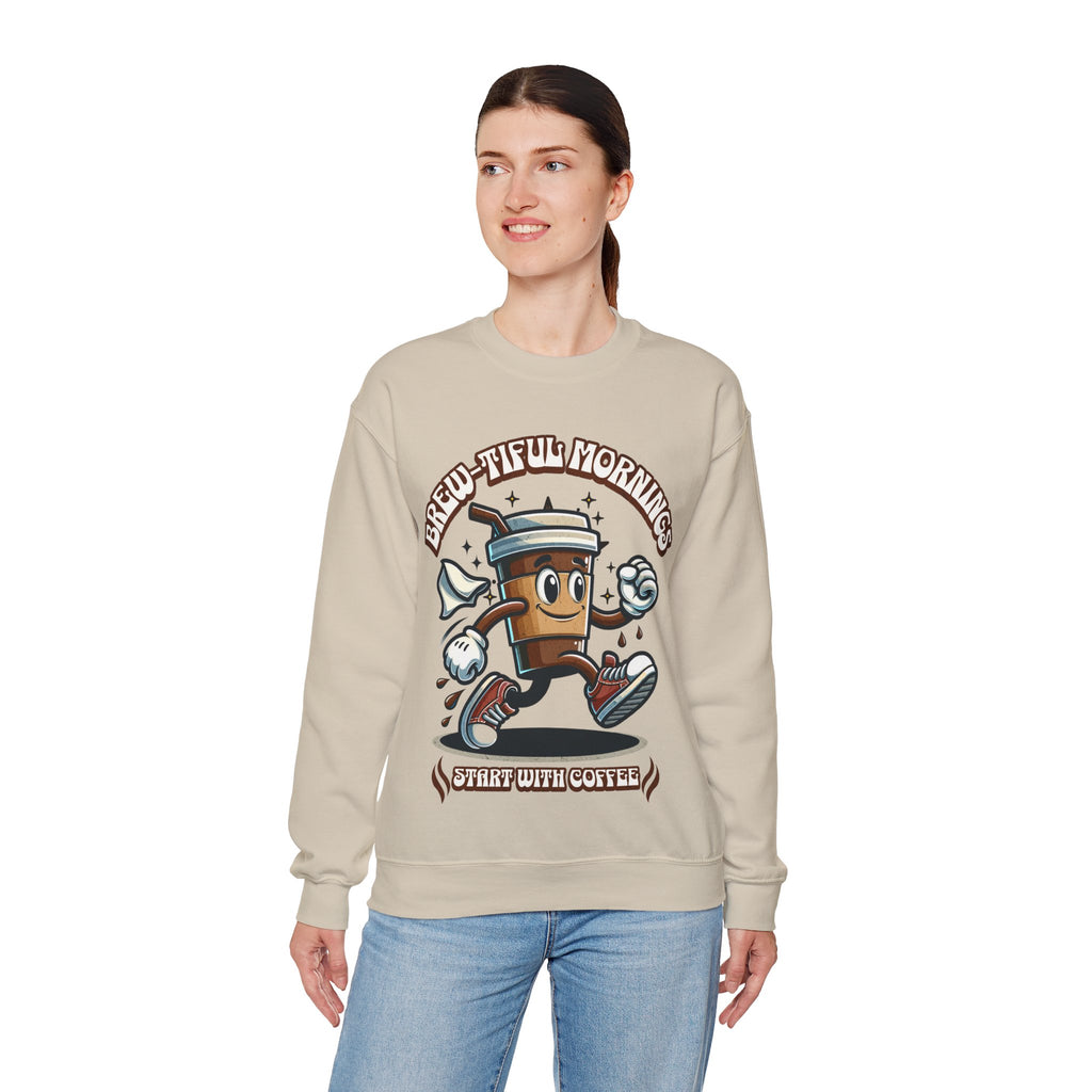 Brew-tiful Mornings start with Coffee Sweatshirt, Unisex Sweatshirt for Coffee Lovers