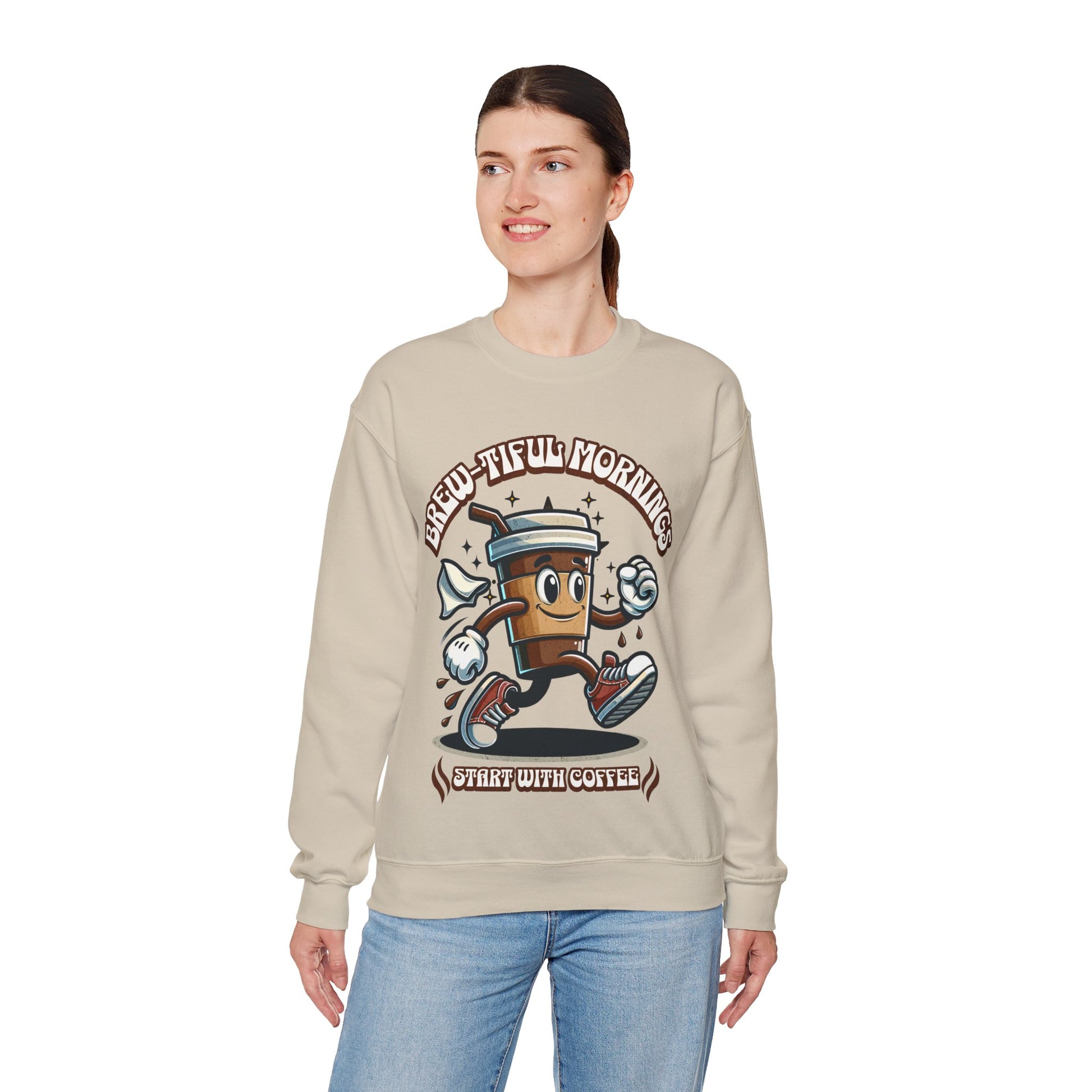 Brew-tiful Mornings start with Coffee Sweatshirt, Unisex Sweatshirt for Coffee Lovers
