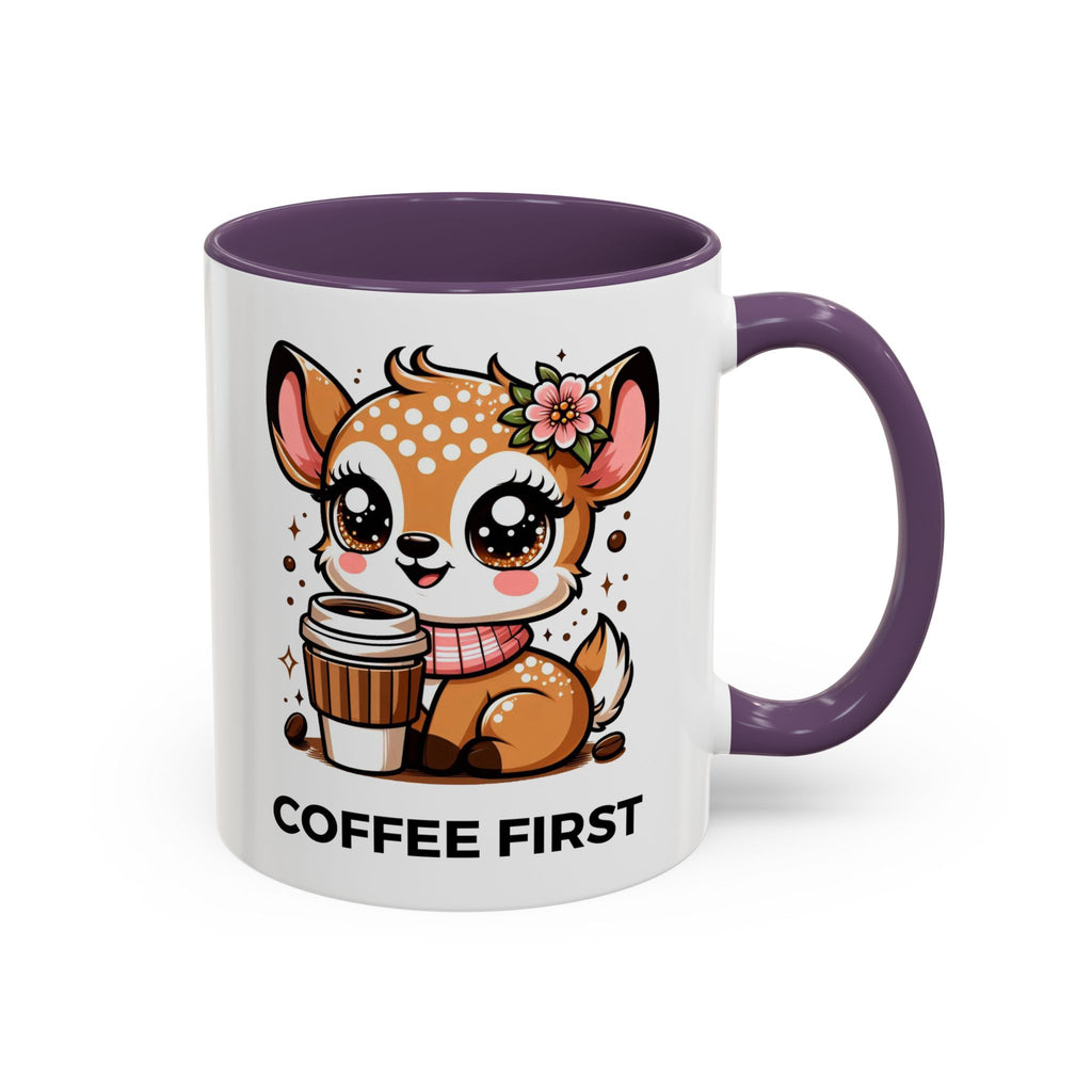 Cute Coffee Mug, Coffee First, Animal Lover Gift, Kawaii Mug, Adorable Animal Coffee Cup