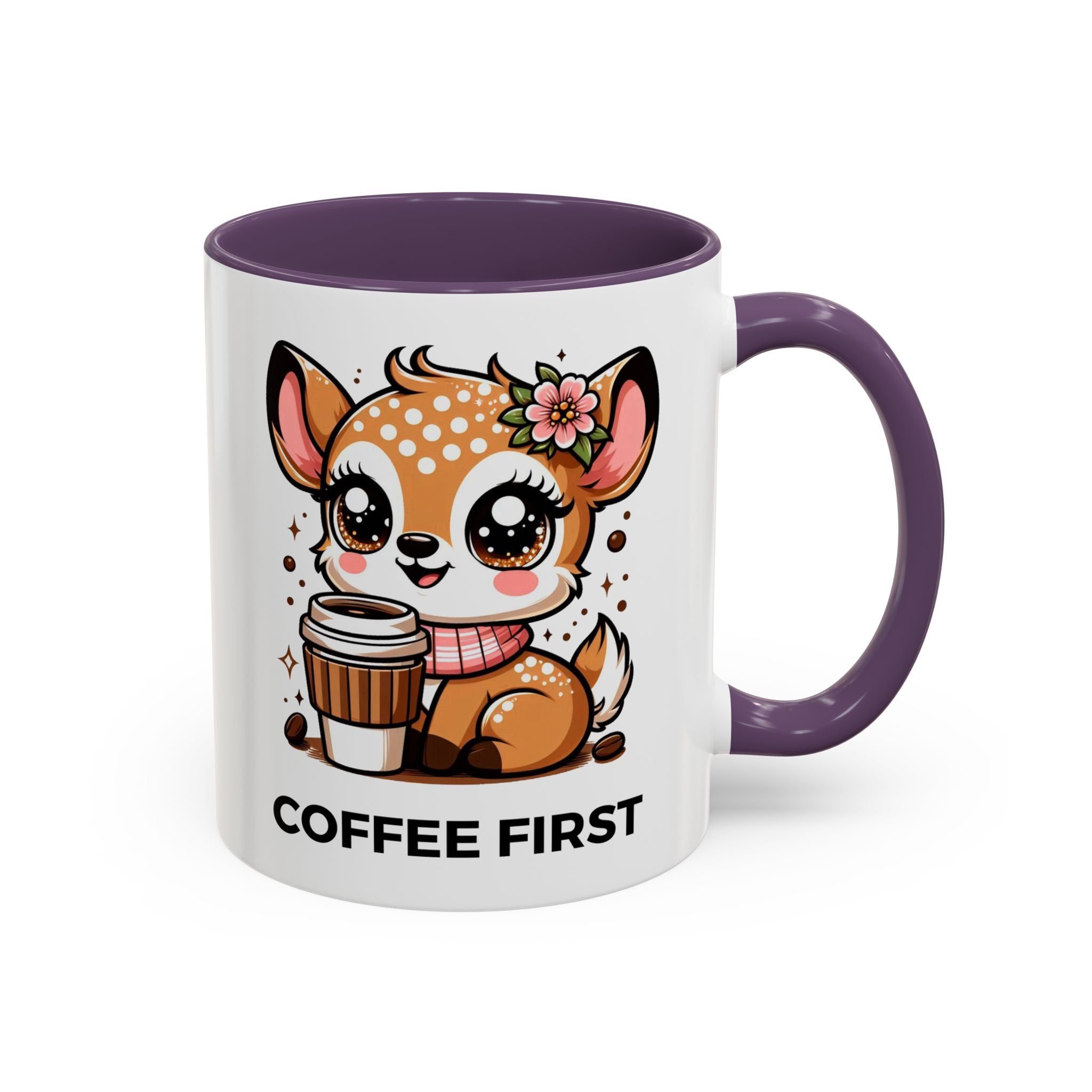 Cute Coffee Mug, Coffee First, Animal Lover Gift, Kawaii Mug, Adorable Animal Coffee Cup