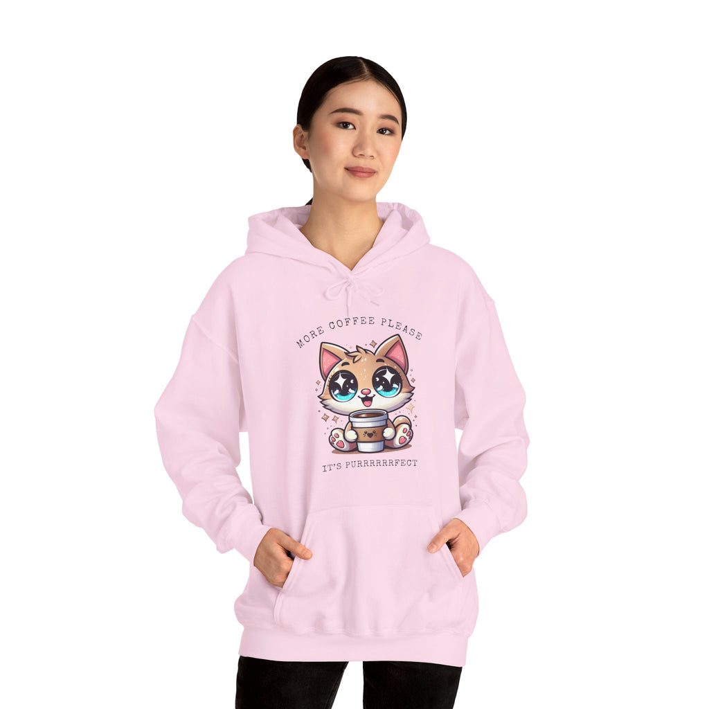 Coffee Cat Hoodie, Cute Cat Sweatshirt, Funny Animal Apparel, Gift for Cat Lovers, Cozy Cat Lover Hoodie