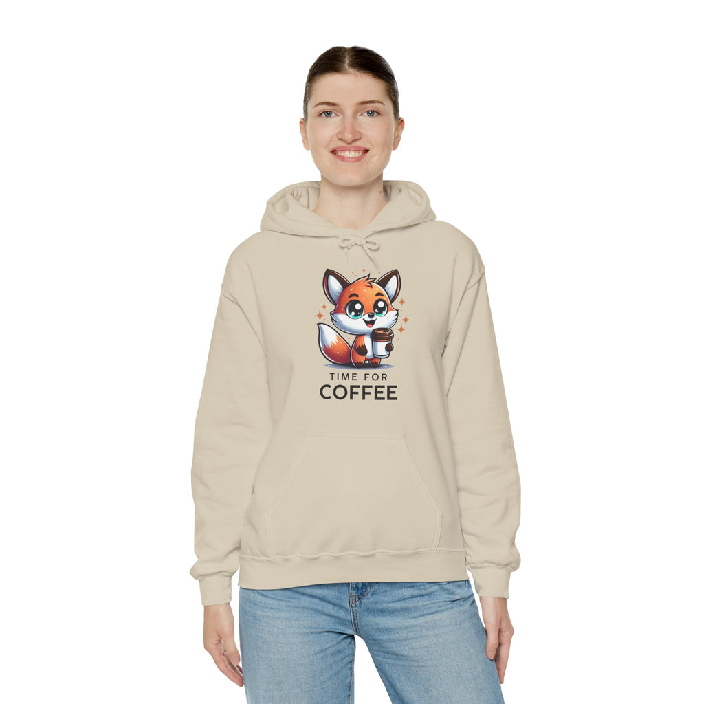 Cozy Fox Coffee Sweatshirt, Unisex Hoodie, Cute Animal Apparel, Gift for Fox Lovers, Morning Routine Sweatshirt