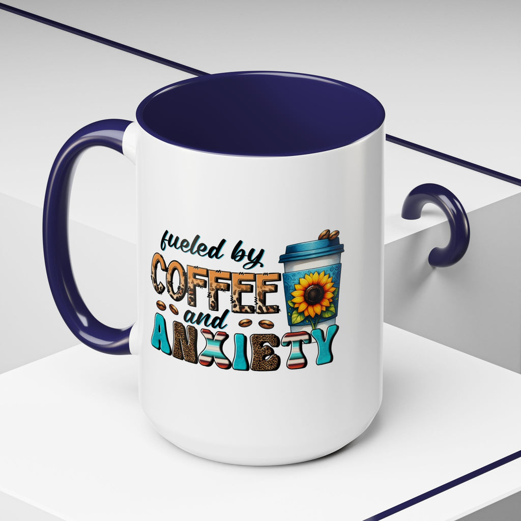 Fueled by Coffee and Anxiety Mug, Fun Coffee Cup, Gift for Coffee Lovers