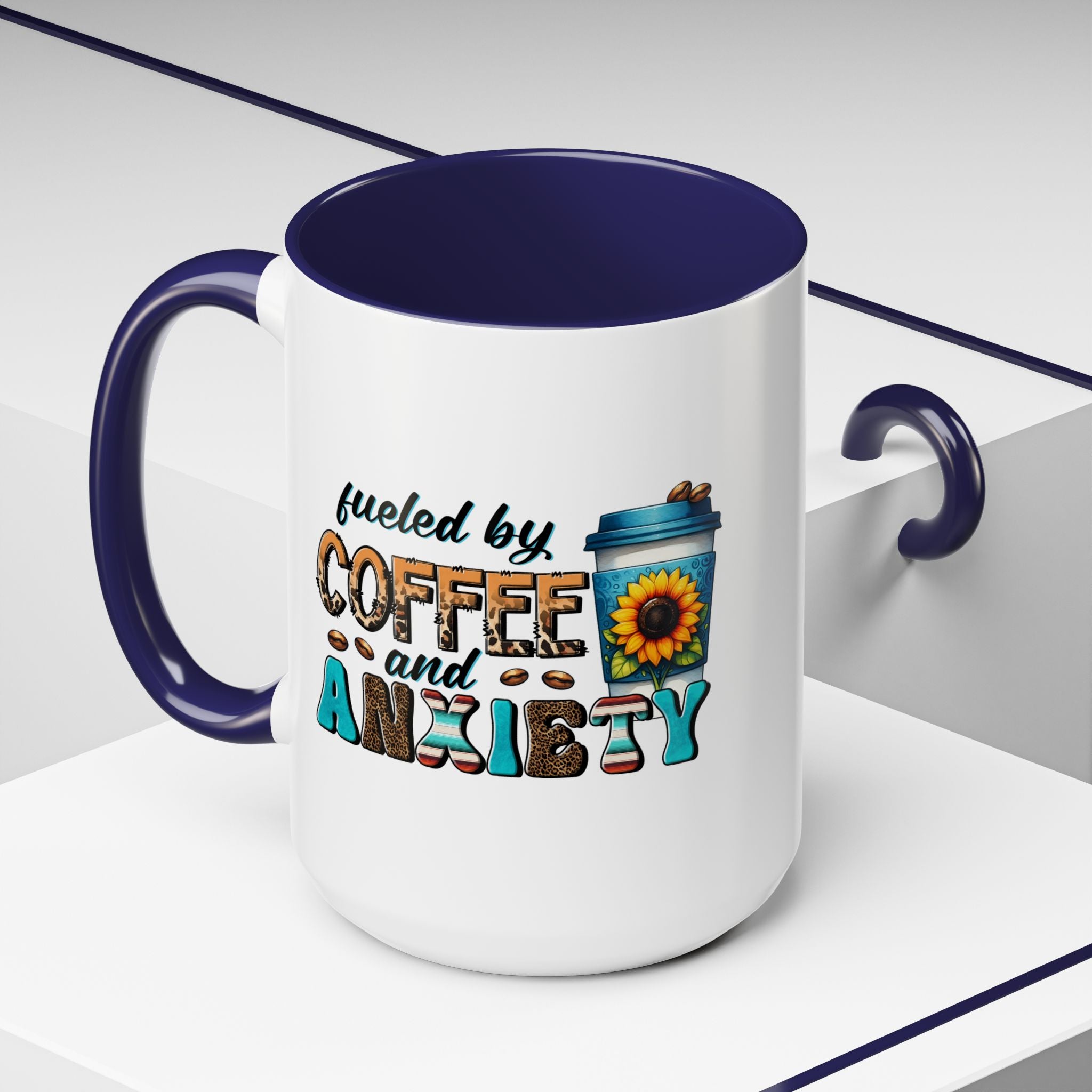 Fueled by Coffee and Anxiety Mug, Fun Coffee Cup, Gift for Coffee Lovers