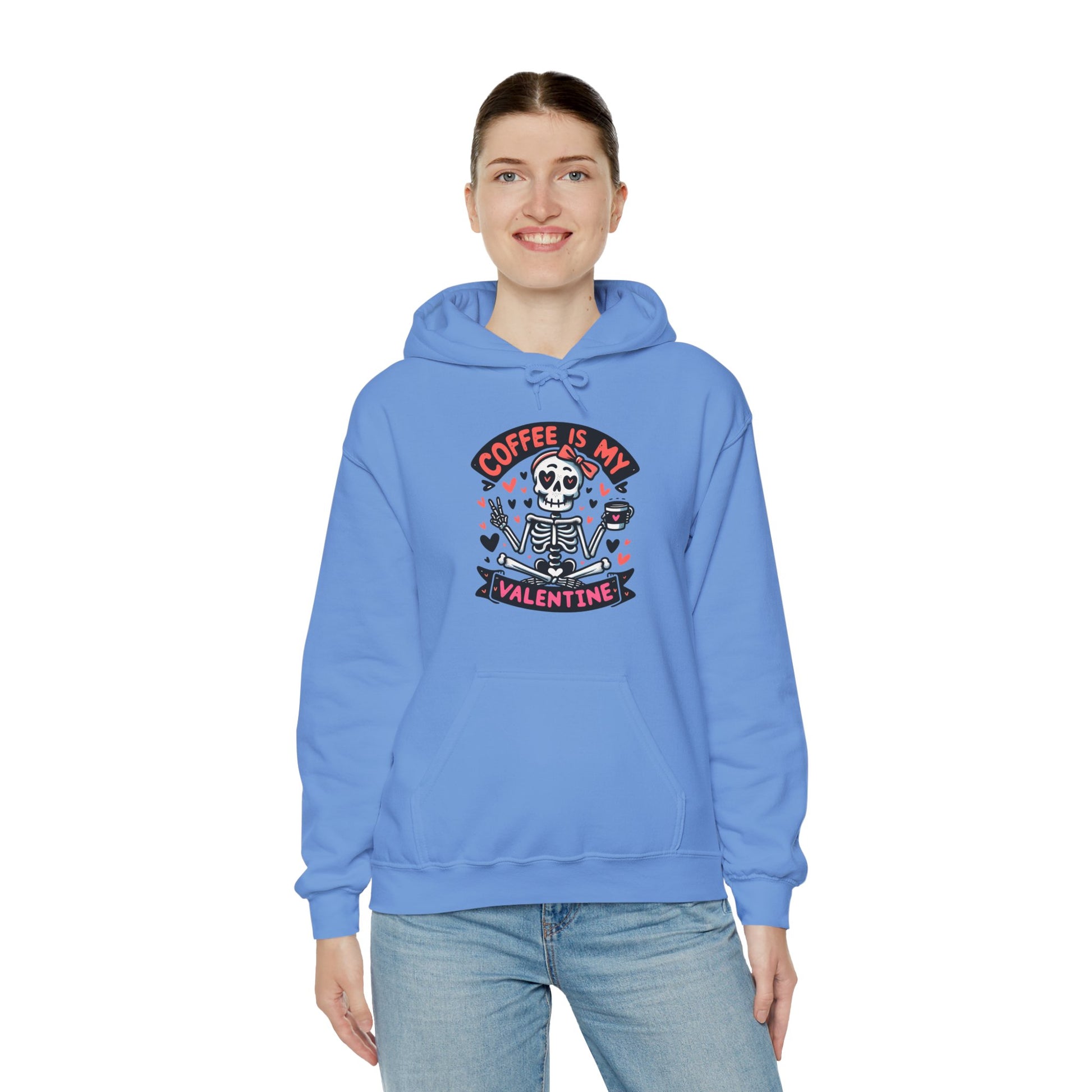 Coffee is My Valentine Hoodie, Valentine's Day Gift, Cute Skeleton Design