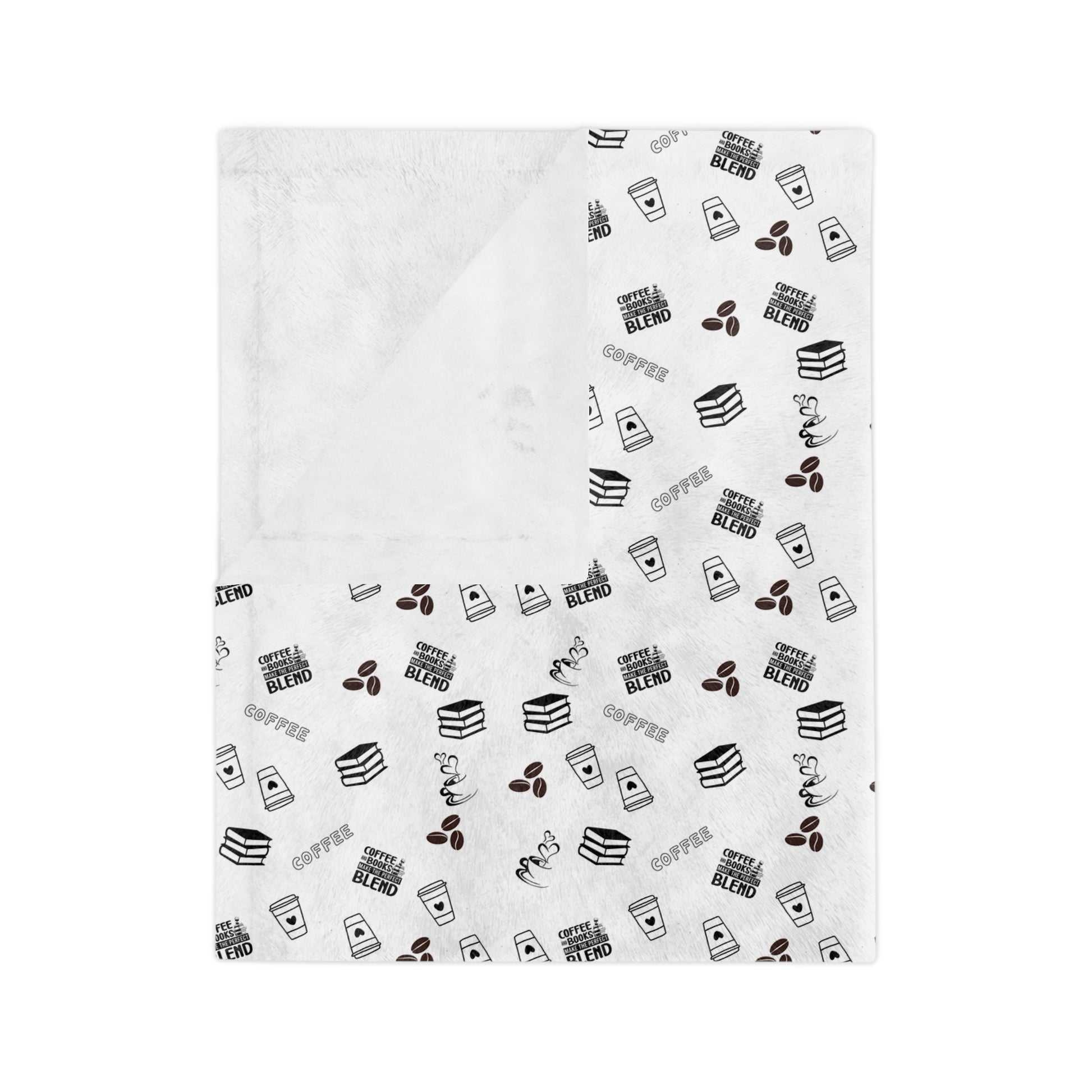 Coffee and books make the perfect blend cozy velveteen blanket for Home Comfort, Soft Microfiber Throw, Snuggle Blankets, Cute Decor