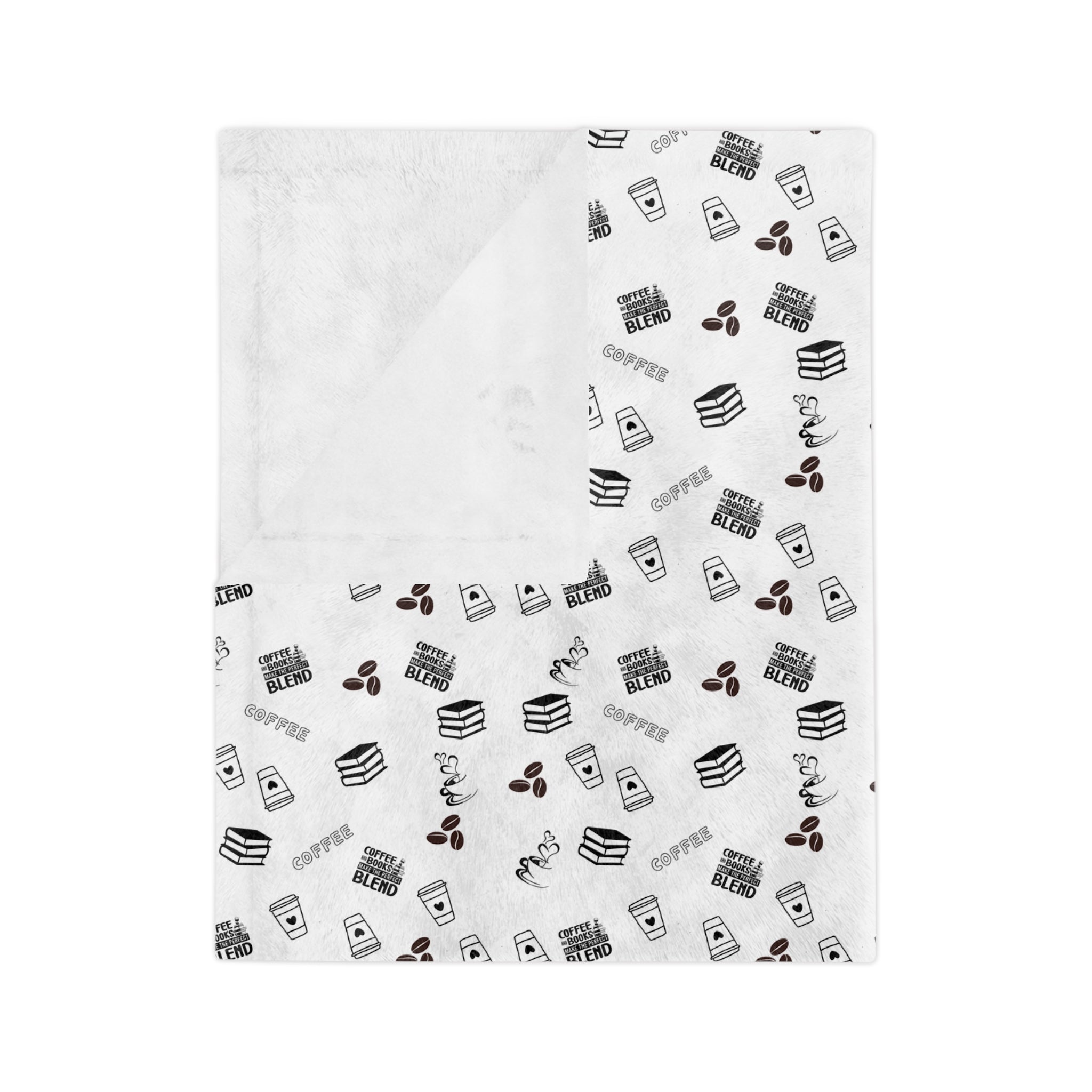 Coffee and books make the perfect blend cozy velveteen blanket for Home Comfort, Soft Microfiber Throw, Snuggle Blankets, Cute Decor