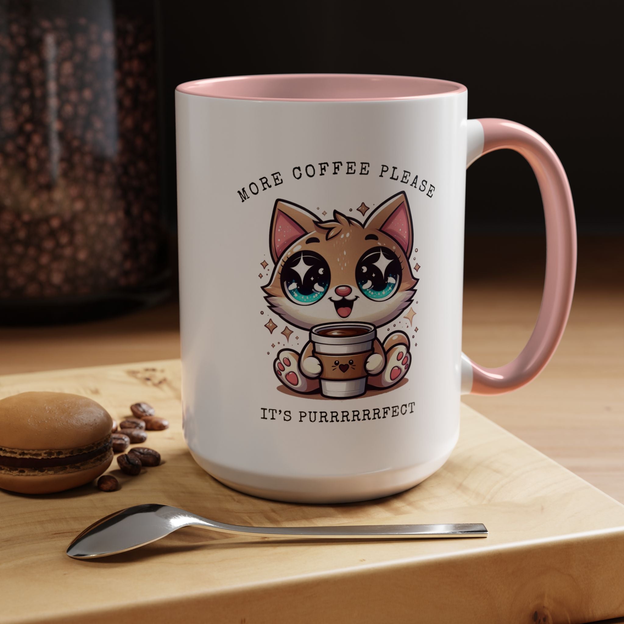 Cute Cat Coffee Mug - More Coffee Please, Adorable Gift for Cat Lovers, Fun Kitchen Decor, Perfect for Birthdays or Holidays