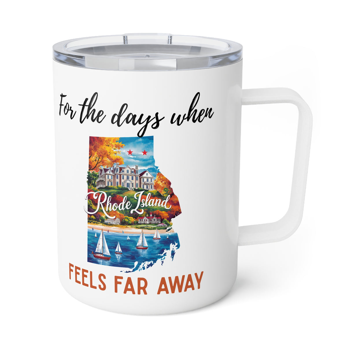 Rhode Island Insulated Coffee Mug, State Coffee Mug 10oz