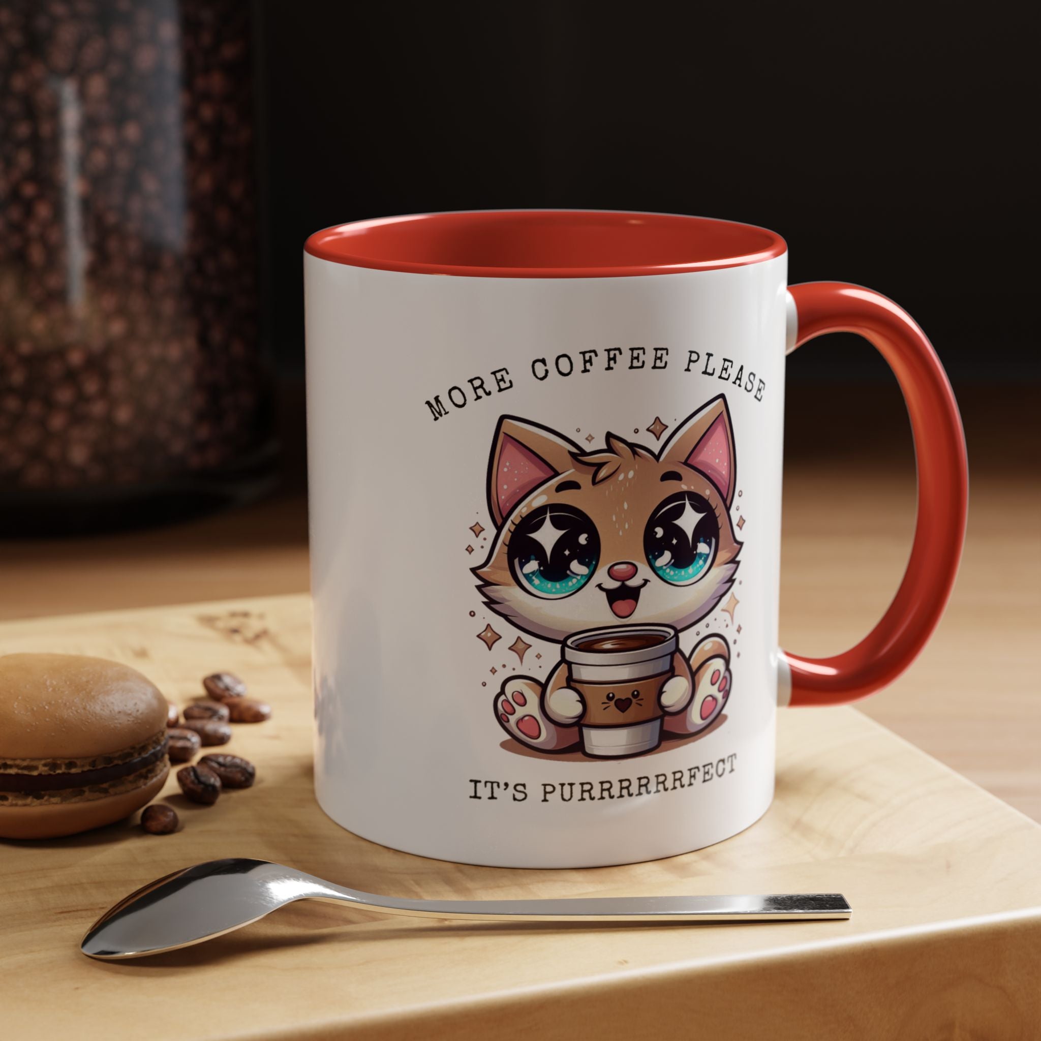 Cute Cat Coffee Mug - More Coffee Please, Adorable Gift for Cat Lovers, Fun Kitchen Decor, Perfect for Birthdays or Holidays
