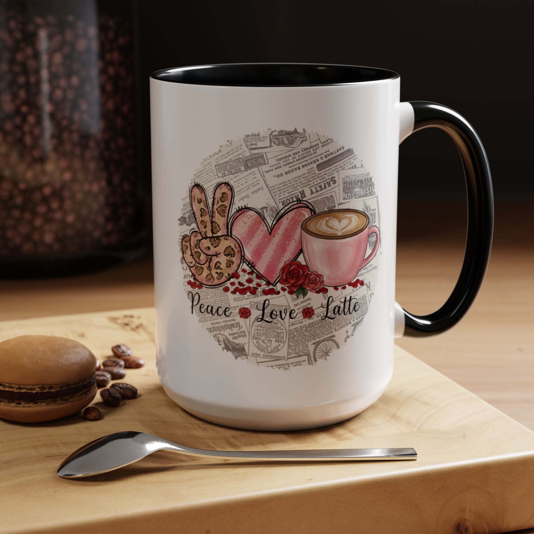 Peace Love Latte Coffee Mug (11, 15oz), Mug for Coffee Lovers, Gift for her for him, Coworker gift ideas, Valentine Coffee Mug, Cute Mug