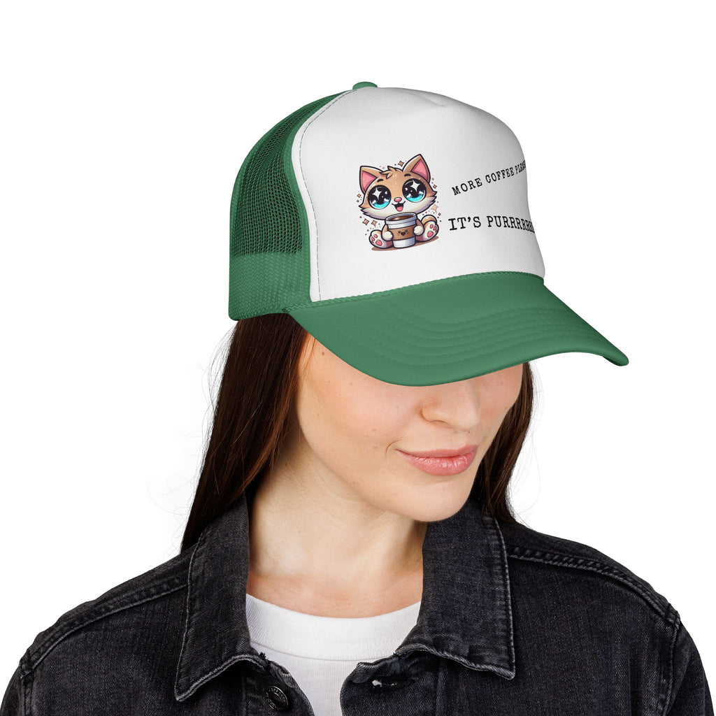 Cute Cat Coffee Trucker Cap - Perfect for Pet Lovers, Outdoor Adventures, Summer Days, Gift for Cat Owners, Stylish Headwear