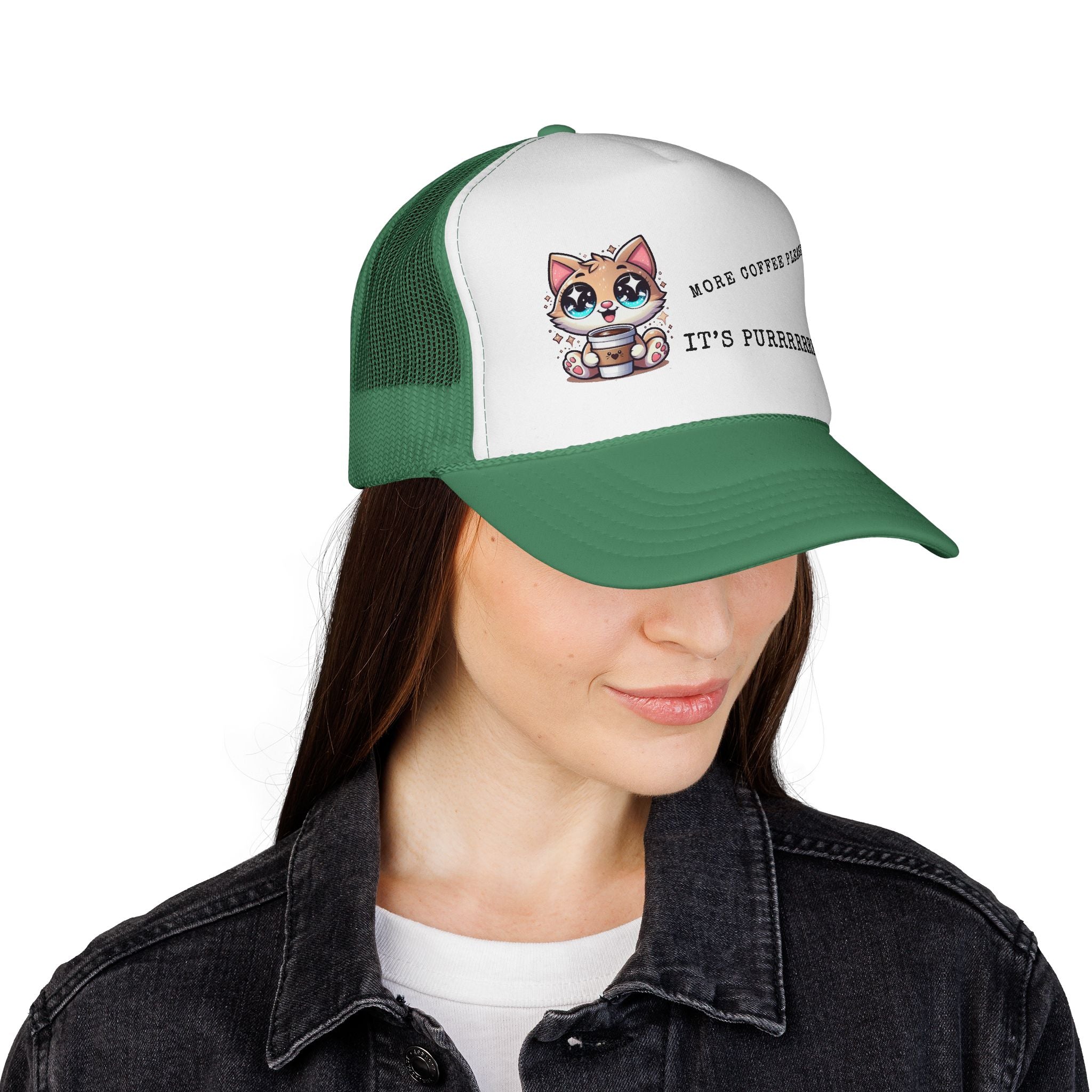 Cute Cat Coffee Trucker Cap - Perfect for Pet Lovers, Outdoor Adventures, Summer Days, Gift for Cat Owners, Stylish Headwear