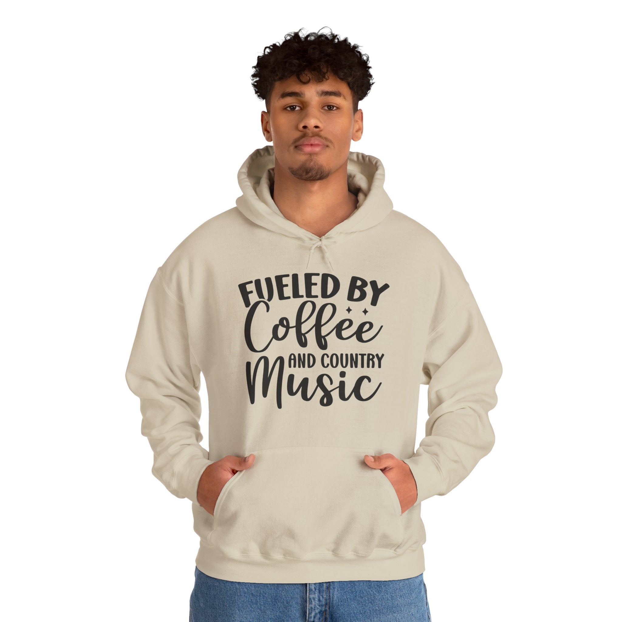 "Fueled by Coffee and Country Music" Cozy Pullover for Country Music Lovers, Unisex Hoodie for Coffee Lovers