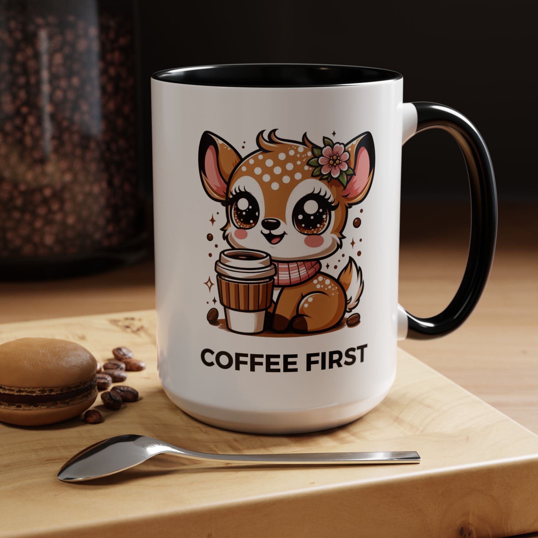 Cute Coffee Mug, Coffee First, Animal Lover Gift, Kawaii Mug, Adorable Animal Coffee Cup