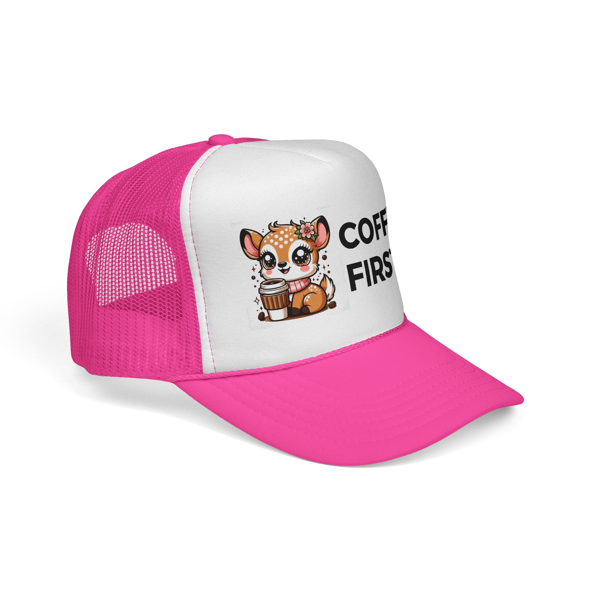 Coffee First Trucker Cap - Cute Animal Hat for Coffee Lovers, Adjustable Sun Hat, Gift for Baristas, Everyday Casual Wear, Fun [...]