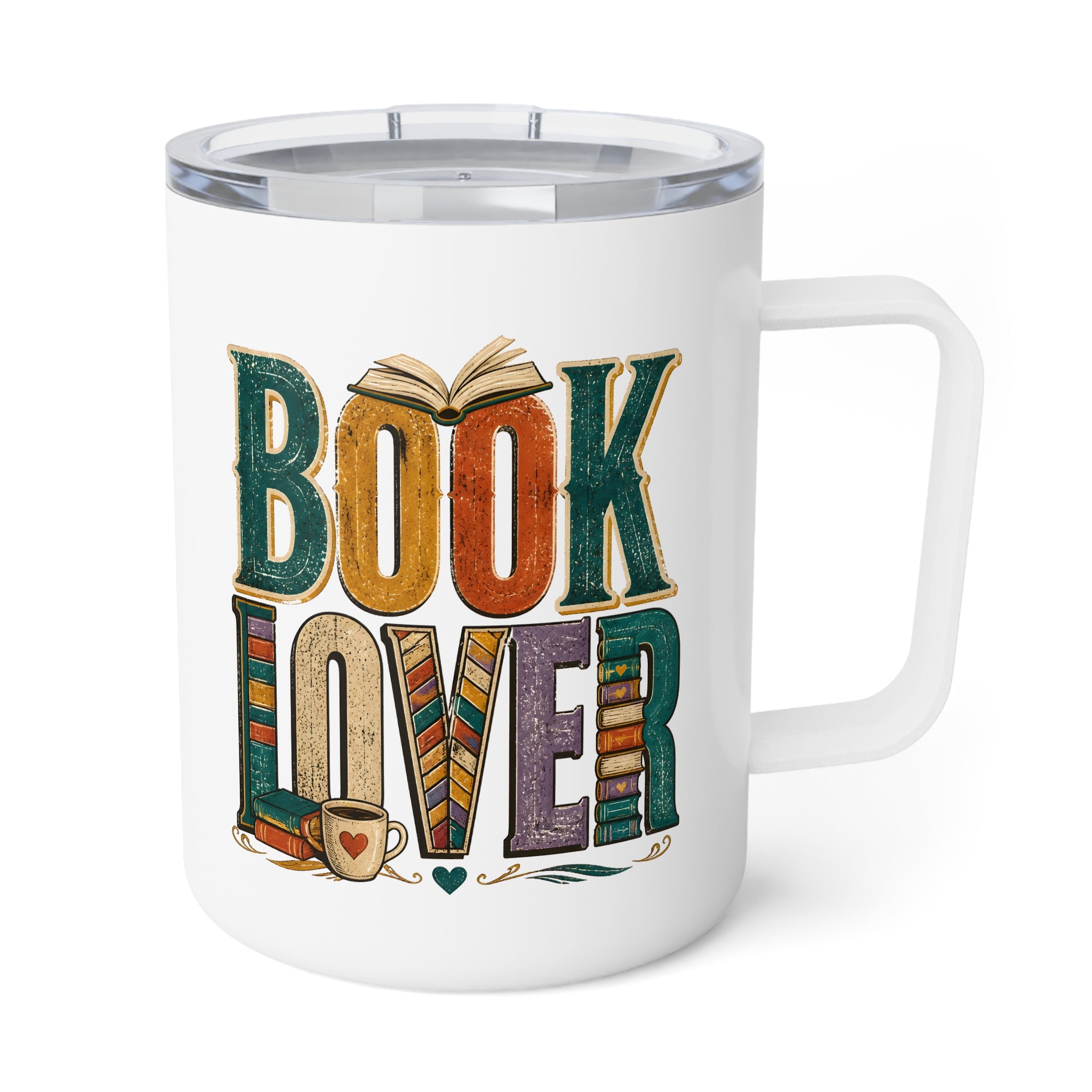 Book lover Insulated Coffee Mug, Morning coffee reading mug, Funny Bookworm Gift