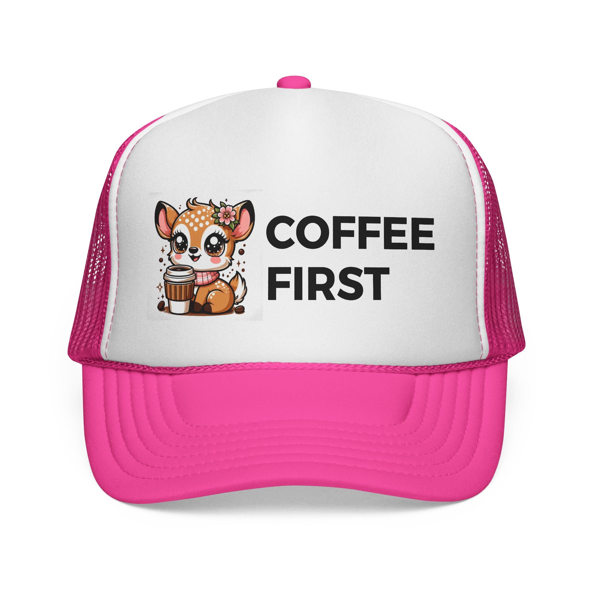 Coffee First Trucker Cap - Cute Animal Hat for Coffee Lovers, Adjustable Sun Hat, Gift for Baristas, Everyday Casual Wear, Fun [...]