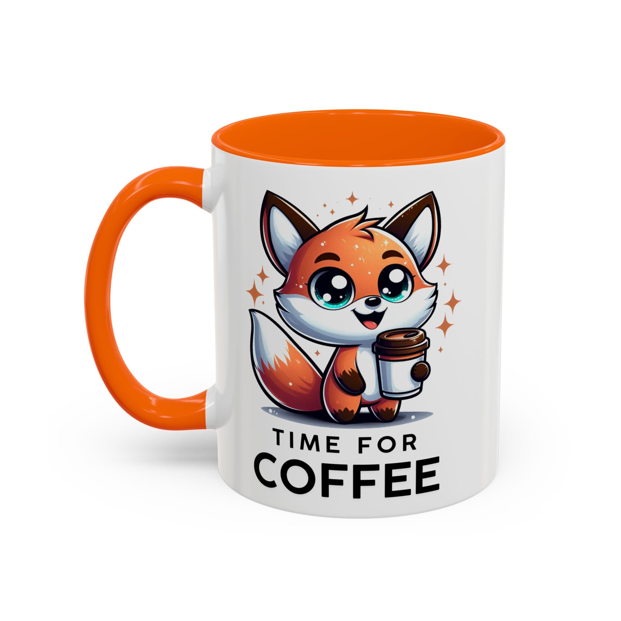 Cute Fox Coffee Mug - Time for Coffee, Animal Lover Gift, Fun Kitchenware, Personalize for Birthdays, Office Decor