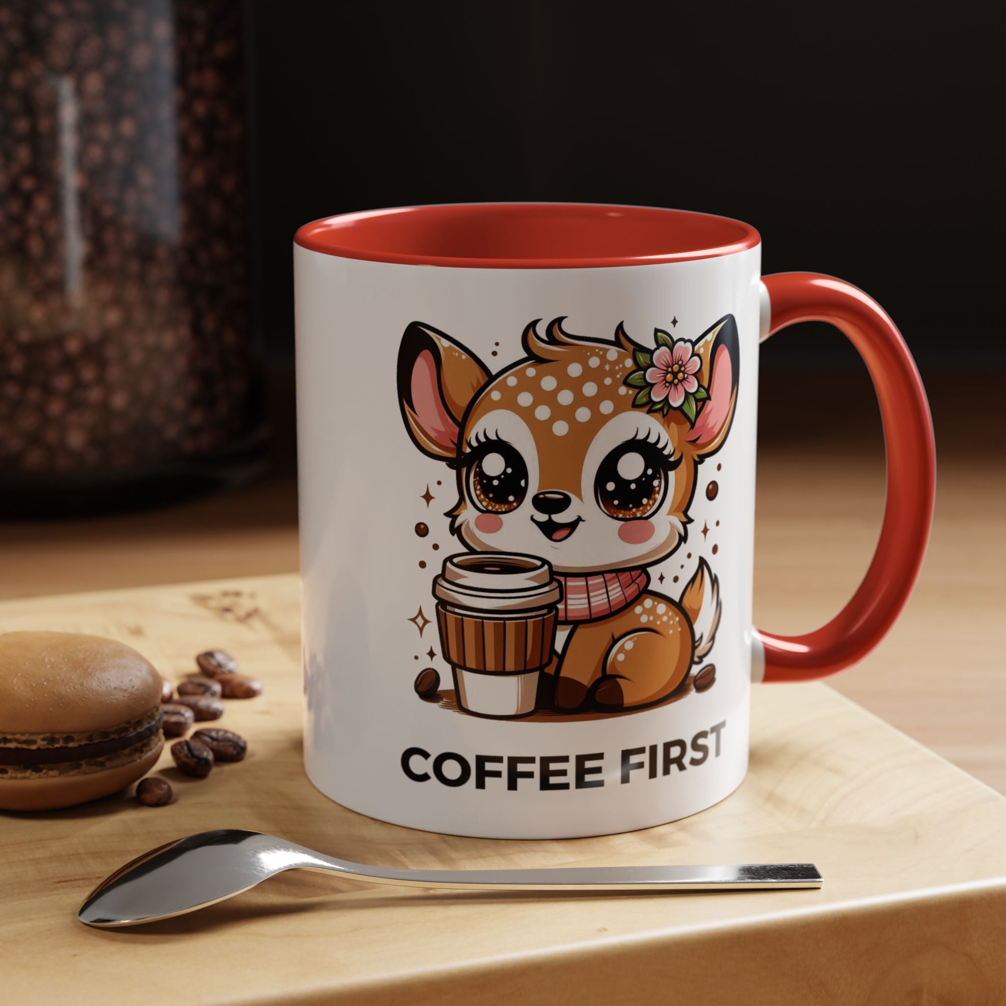 Cute Coffee Mug, Coffee First, Animal Lover Gift, Kawaii Mug, Adorable Animal Coffee Cup