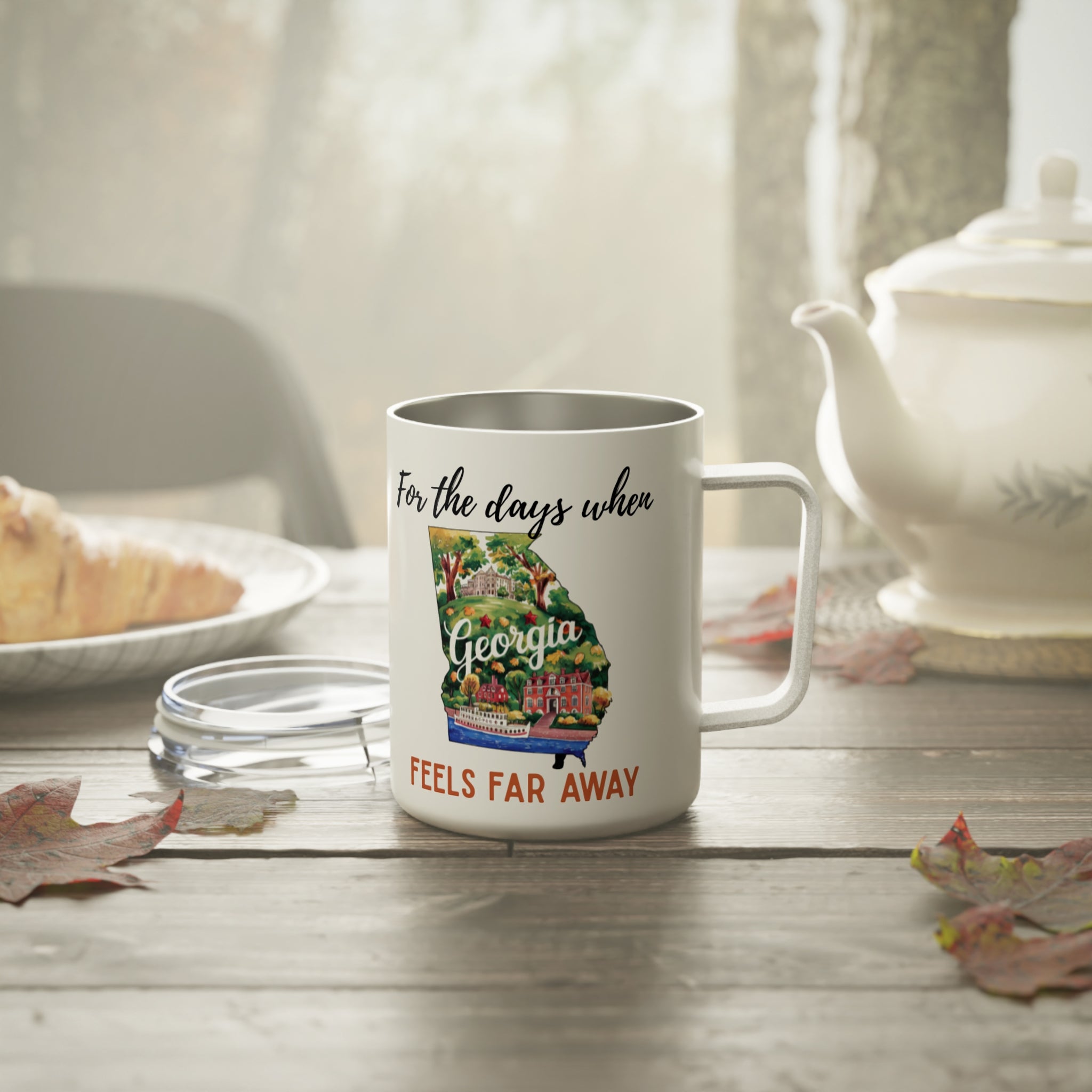 Georgia feels far away Insulated Coffee Mug, Missing Georgia Coffee tumbler, Homesick Mug