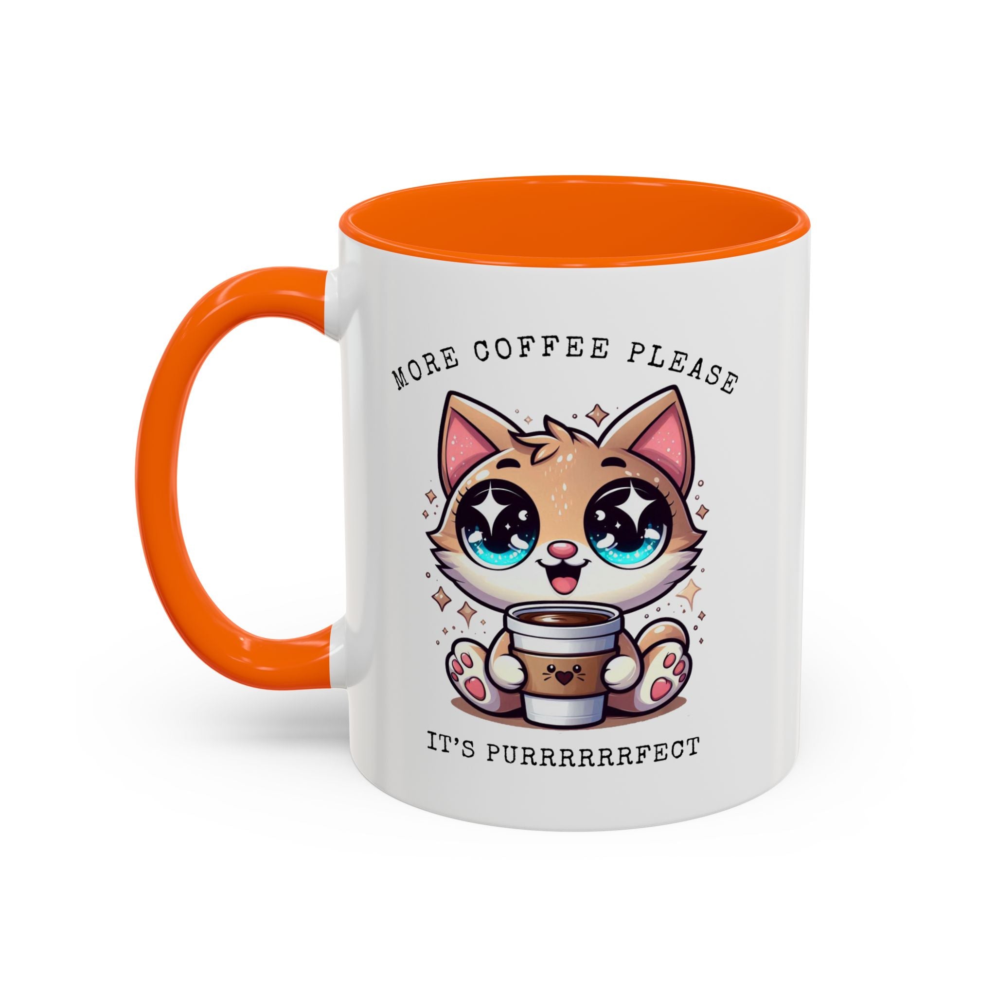 Cute Cat Coffee Mug - More Coffee Please, Adorable Gift for Cat Lovers, Fun Kitchen Decor, Perfect for Birthdays or Holidays