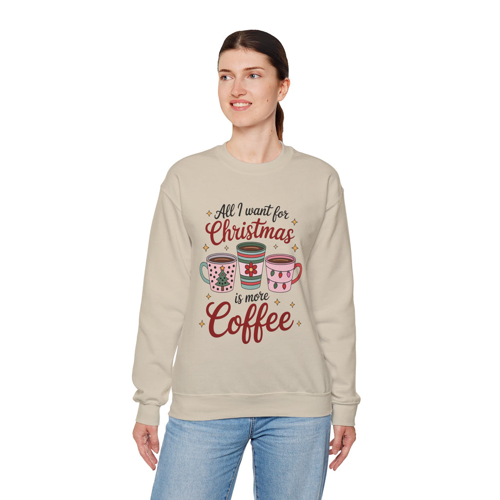 Christmas Coffee Crewneck Sweatshirt, Unisex Holiday Fashion, Cozy Christmas Gift, Cute Sweater for Coffee Lovers, Seasonal Apparel