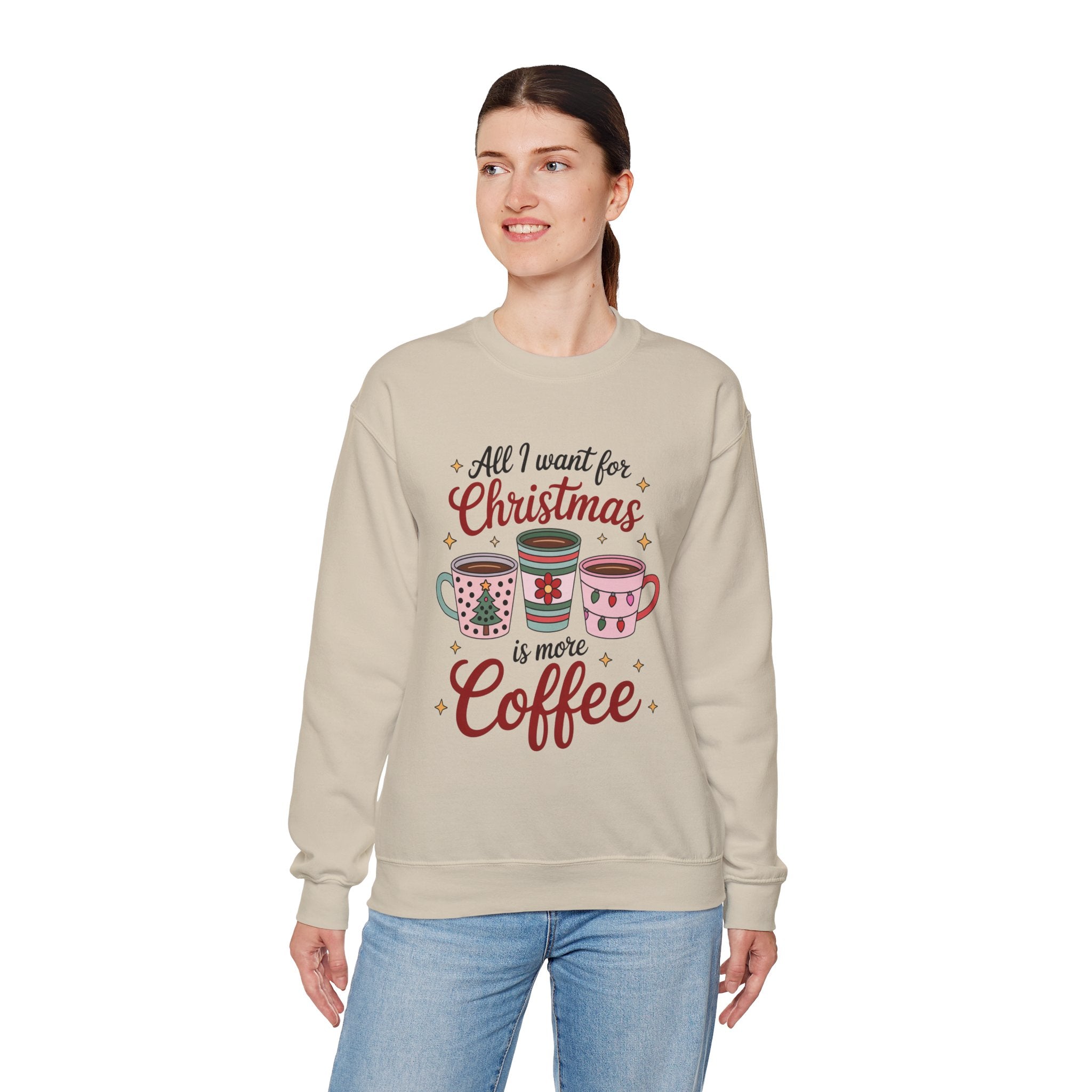 Christmas Coffee Crewneck Sweatshirt, Unisex Holiday Fashion, Cozy Christmas Gift, Cute Sweater for Coffee Lovers, Seasonal Apparel