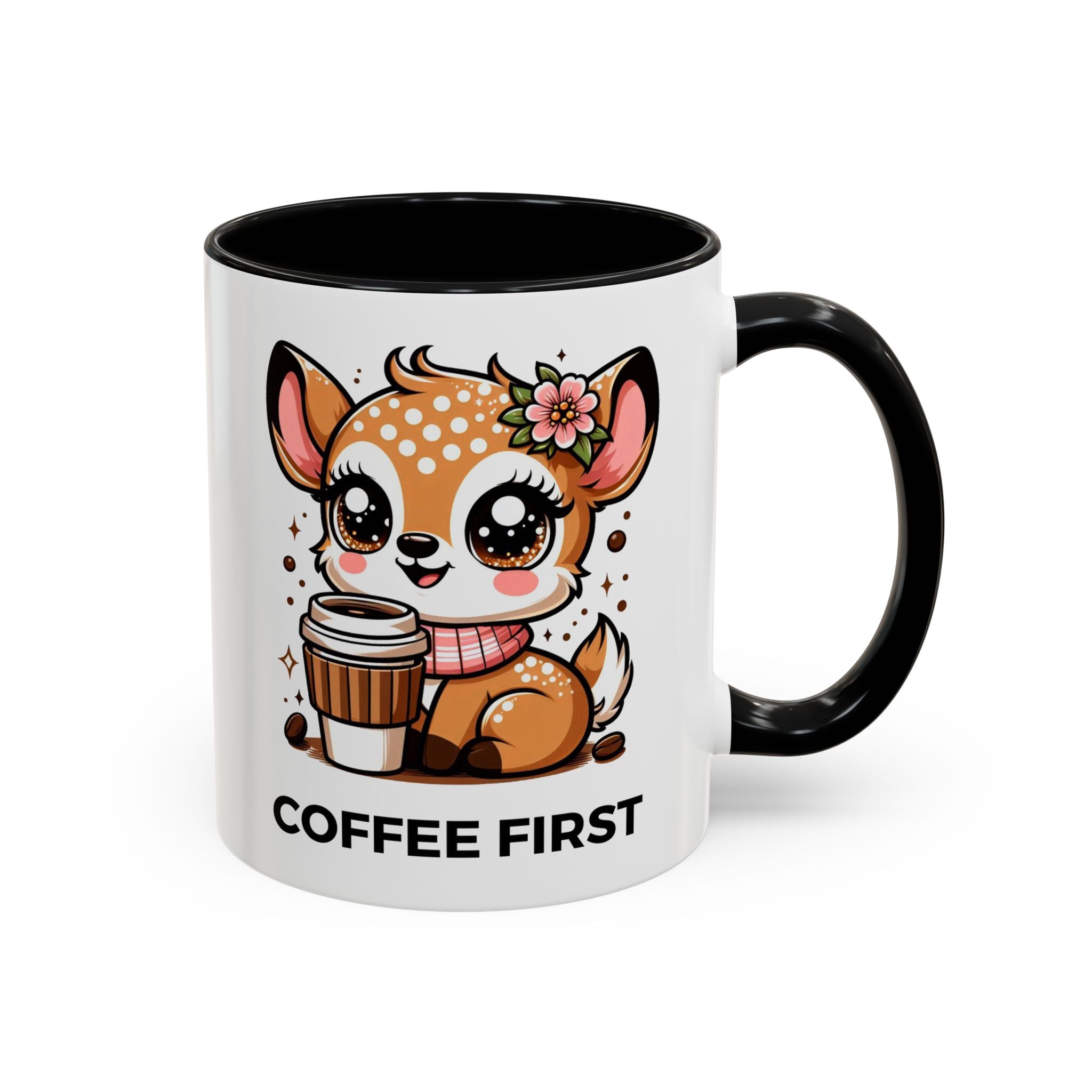 Cute Coffee Mug, Coffee First, Animal Lover Gift, Kawaii Mug, Adorable Animal Coffee Cup