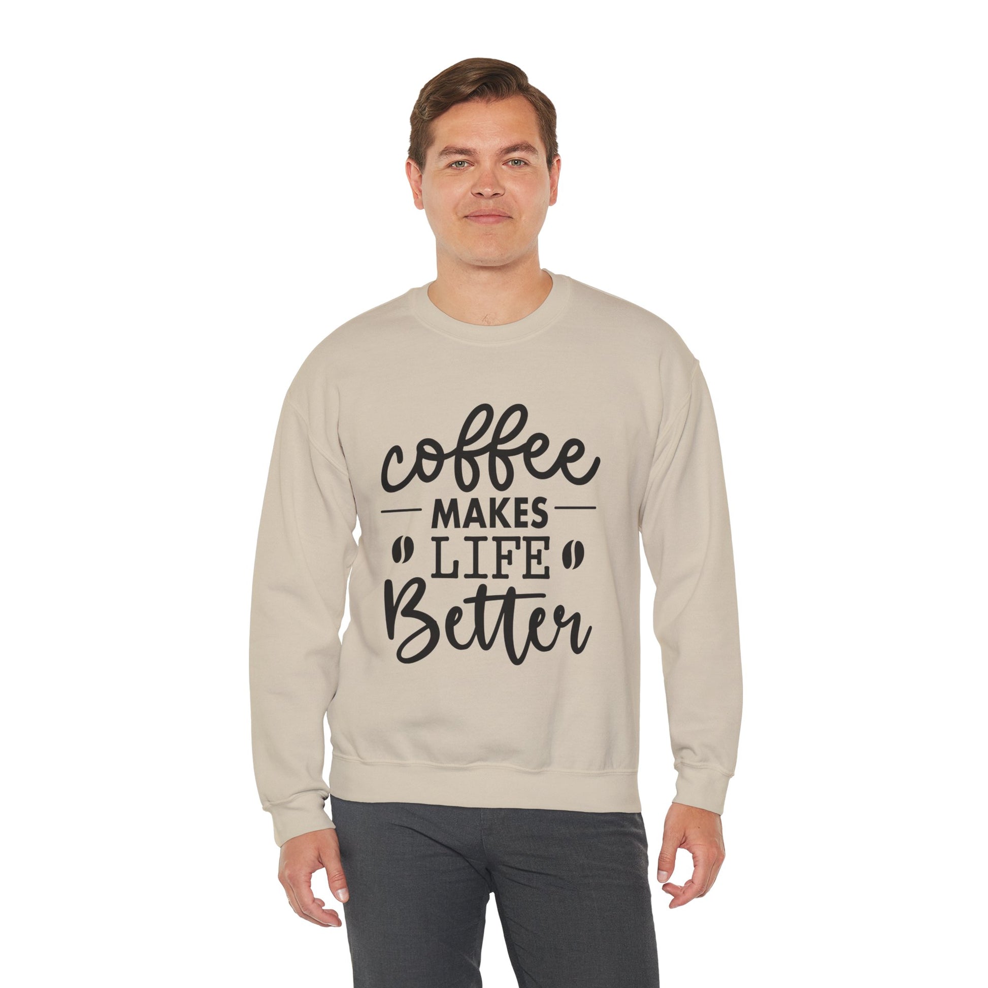 Coffee makes Life Better Sweatshirt, Coffee Lovers Unisex Heavy Blend™ Crewneck Sweatshirt, Sweatshirt for Coffee Lovers